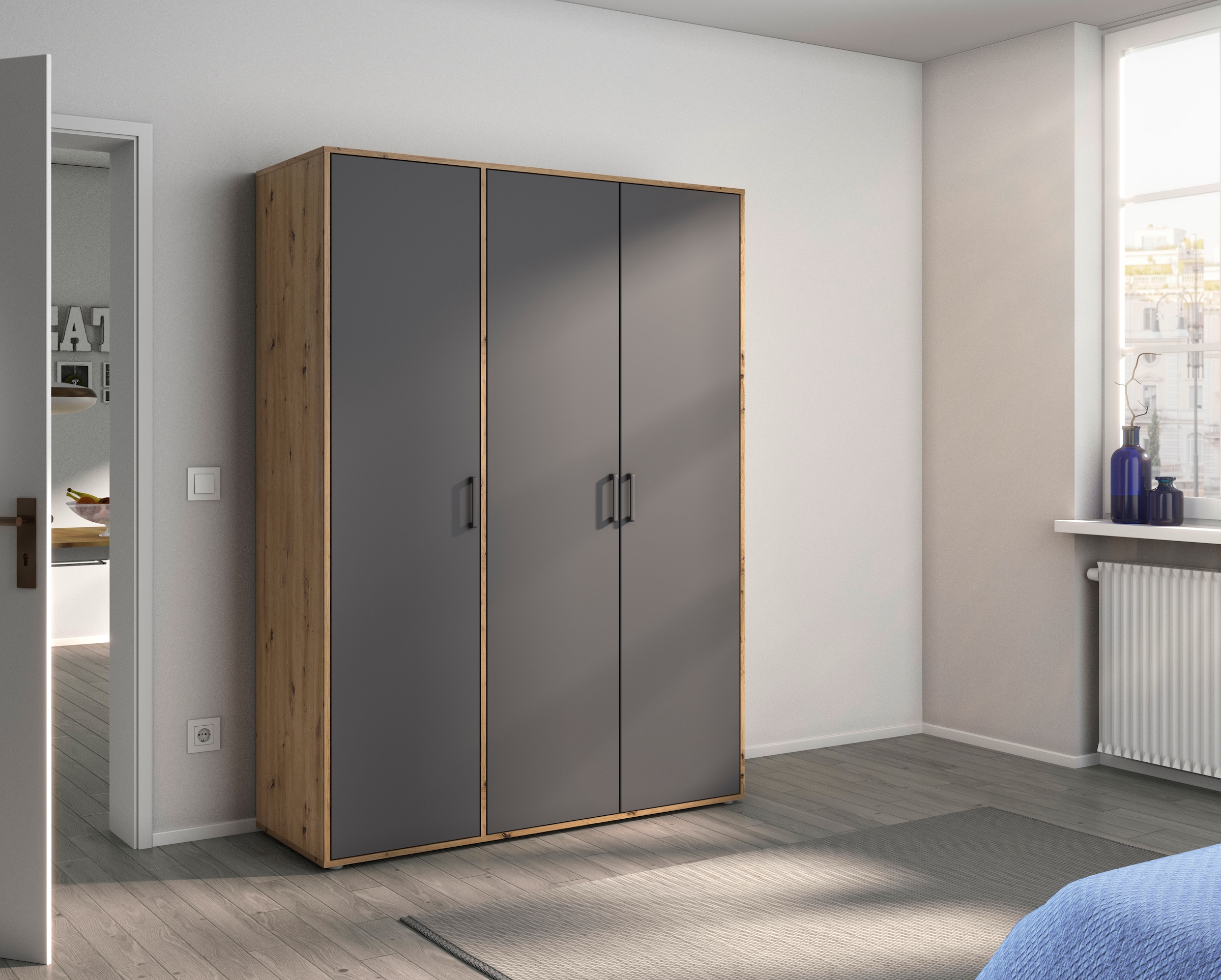 rauch Kleiderschrank »VOYAGER Garderobe Wäscheschrank TOPSELLER Schlafzimmer«, (in 3 verschiedenen Ausstattungen BASIC/CLASSIC/PREMIUM), Schrank mit modernen Griffen in viel Stauraum MADE IN GERMANY
