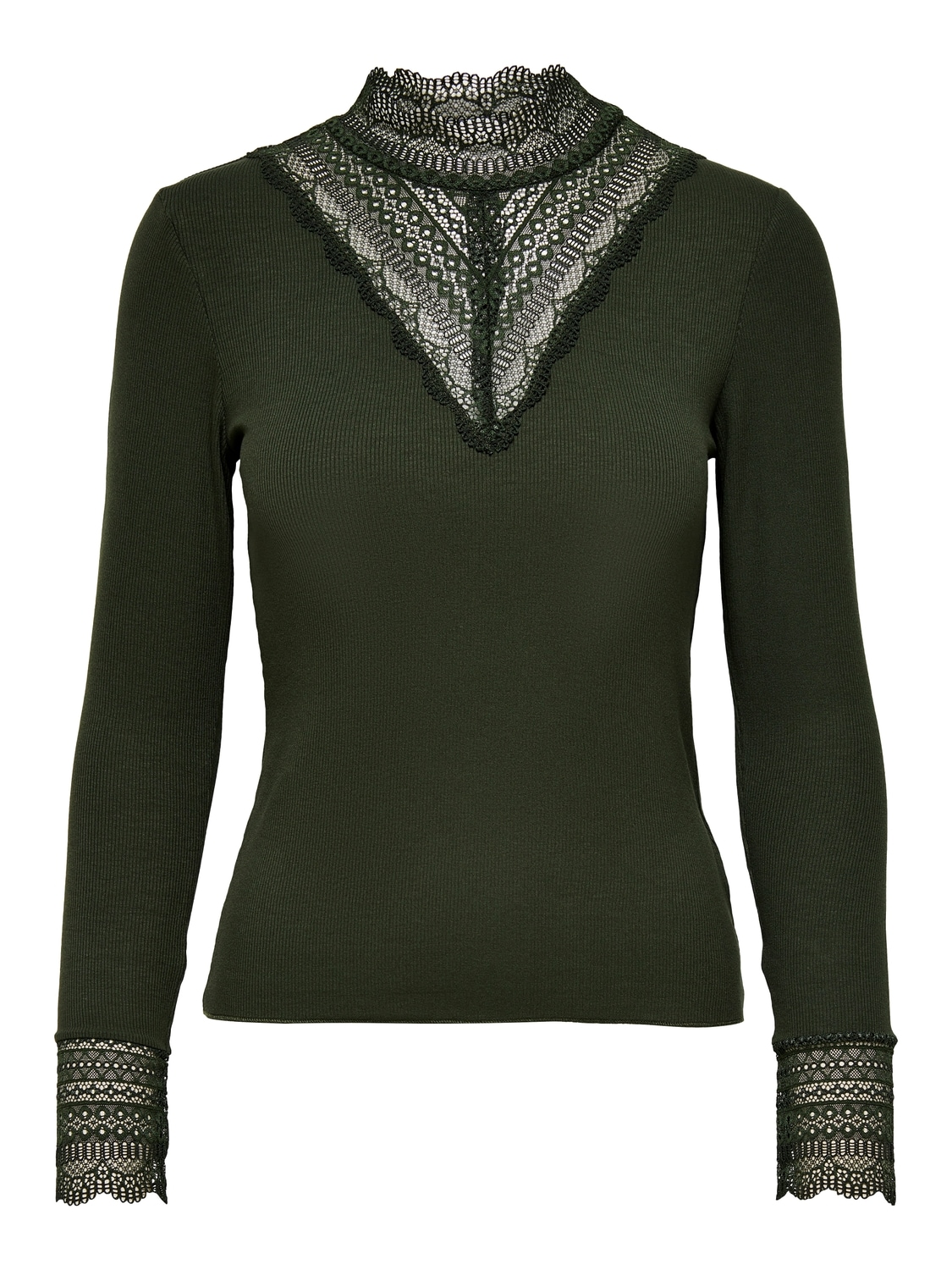 ONLY Spitzenshirt »ONLTILDE L/S HIGH NECK LACE TOP JRS«