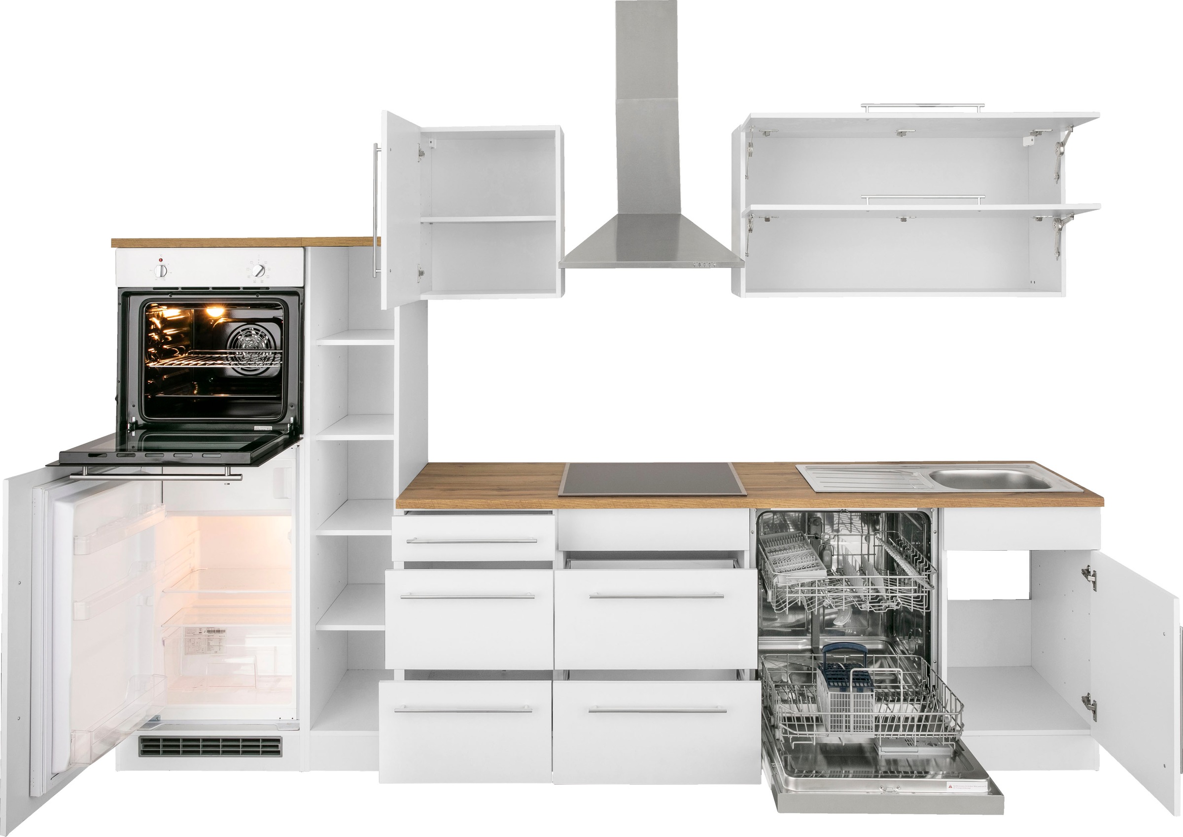 KOCHSTATION Küchenzeile »KS-Samos« Breite 310 cm, wahlweise mit E-Geräten und Induktionkochfeld