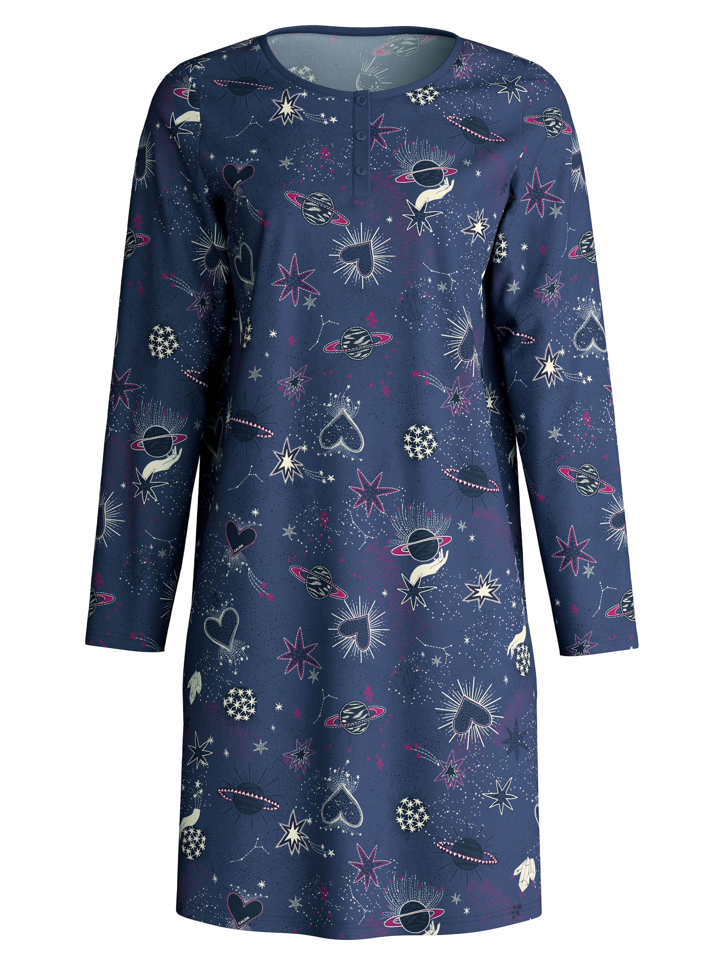 CALIDA Nachthemd »Flower Nights« Knopfleiste, Rundhals-Ausschnitt, Langarm, Pure Cotton