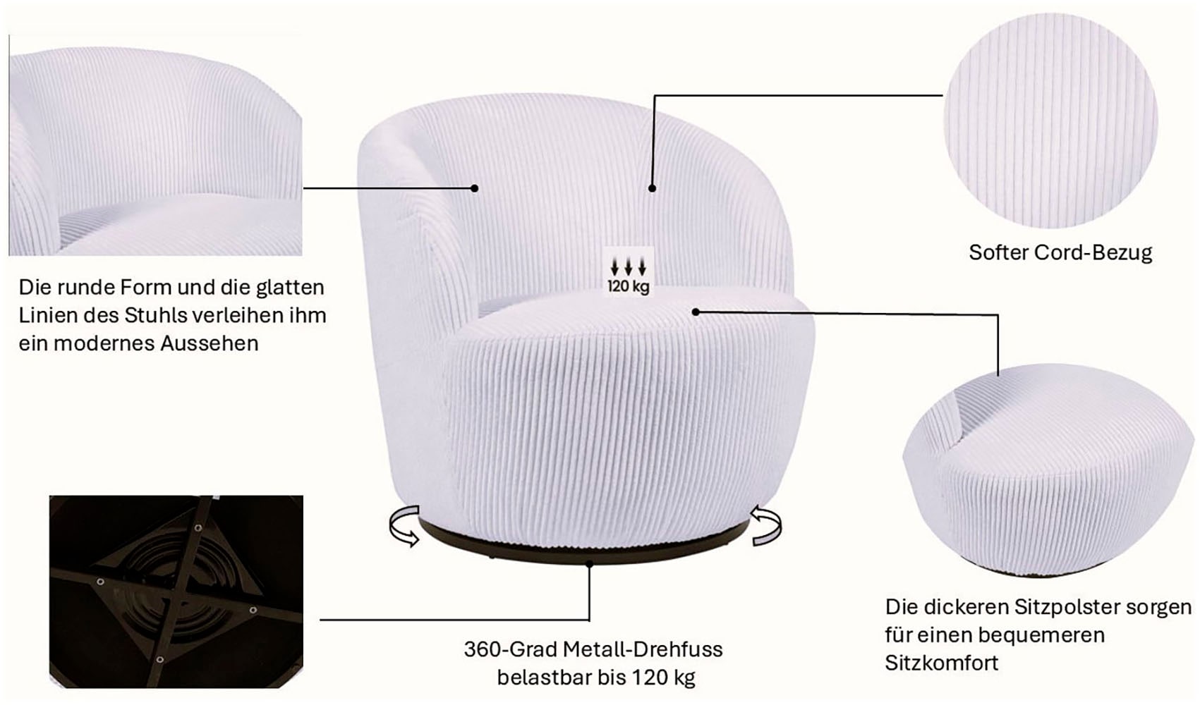 OTTO home Drehsessel »FRAZEE« Lese-Sessel, TV-Sessel, Loungesessel