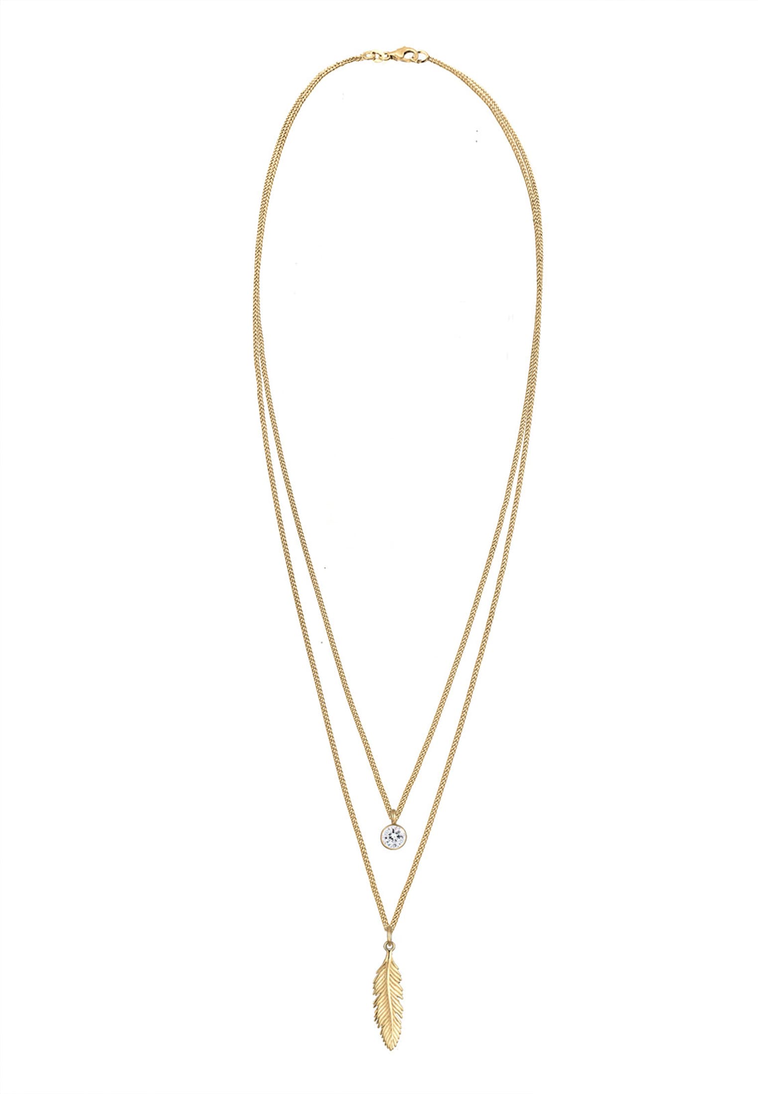 Elli Silberkette »Halskette Layer mit Feder und Kristalle 925 Sterling Silber«