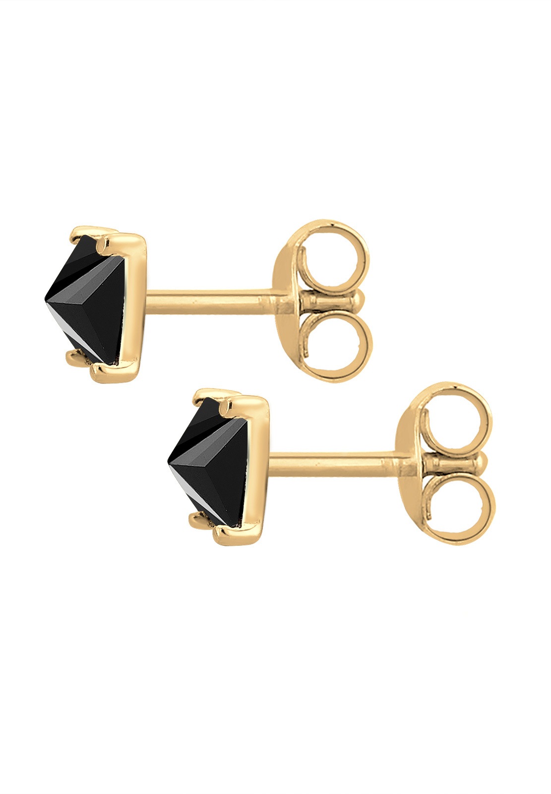Elli Paar Ohrstecker »Ohrringe Ohrstecker Quadrat Zirkonia Schwarz 925 Sterling Silber vergoldet«