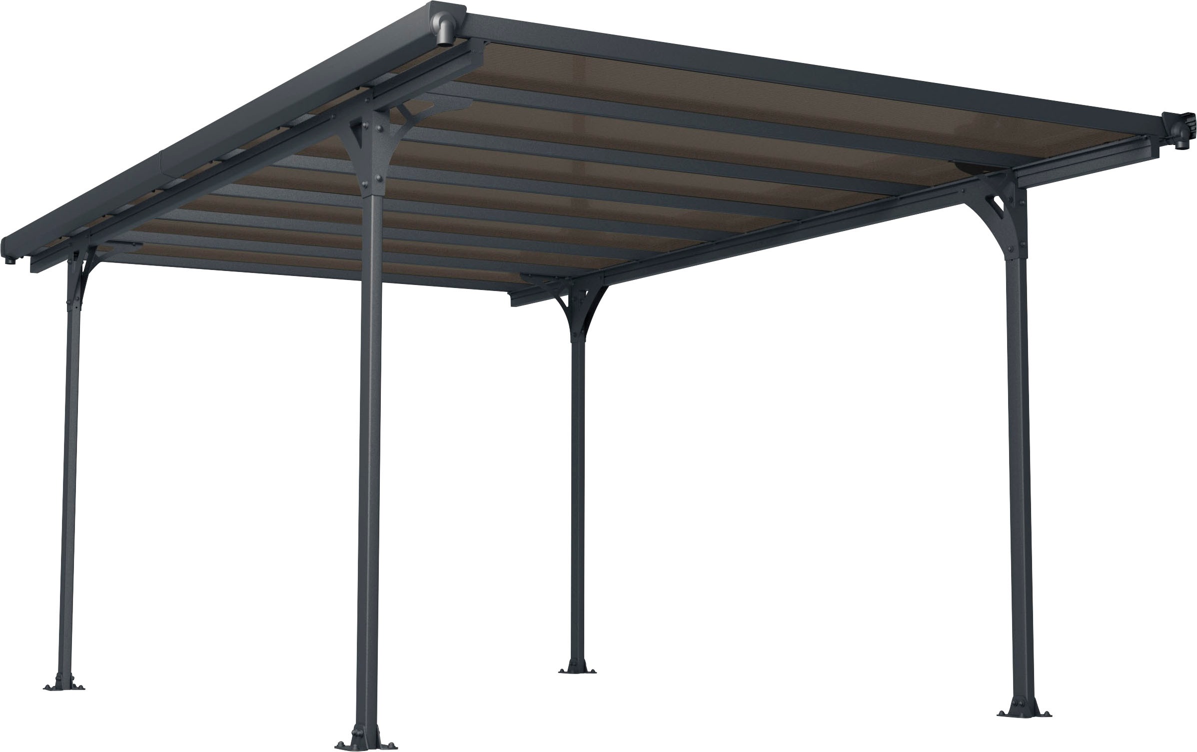 Palram - Canopia Einzelcarport »Verona« Aluminium 263 cm Anthrazit 6mm starke Polycarbonat-Stegplatten in grau, Größe B/H/T: 297 cm x 210 cm x 500 cm