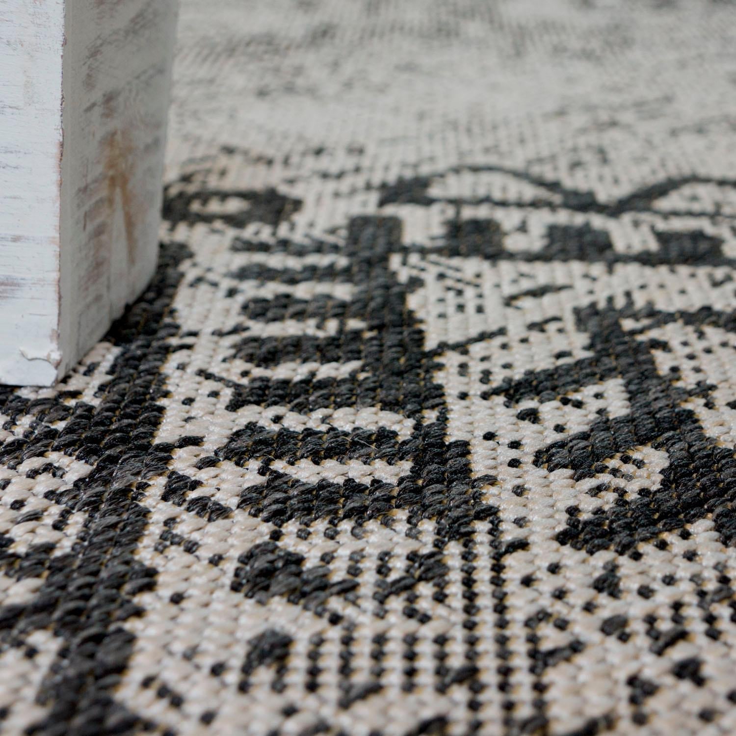Paco Home Teppich »Coco 204«, rechteckig, 4 mm Höhe, Flachgewebe, Rauten Muster, Vintage Design, In- und Outdoor geeignet
