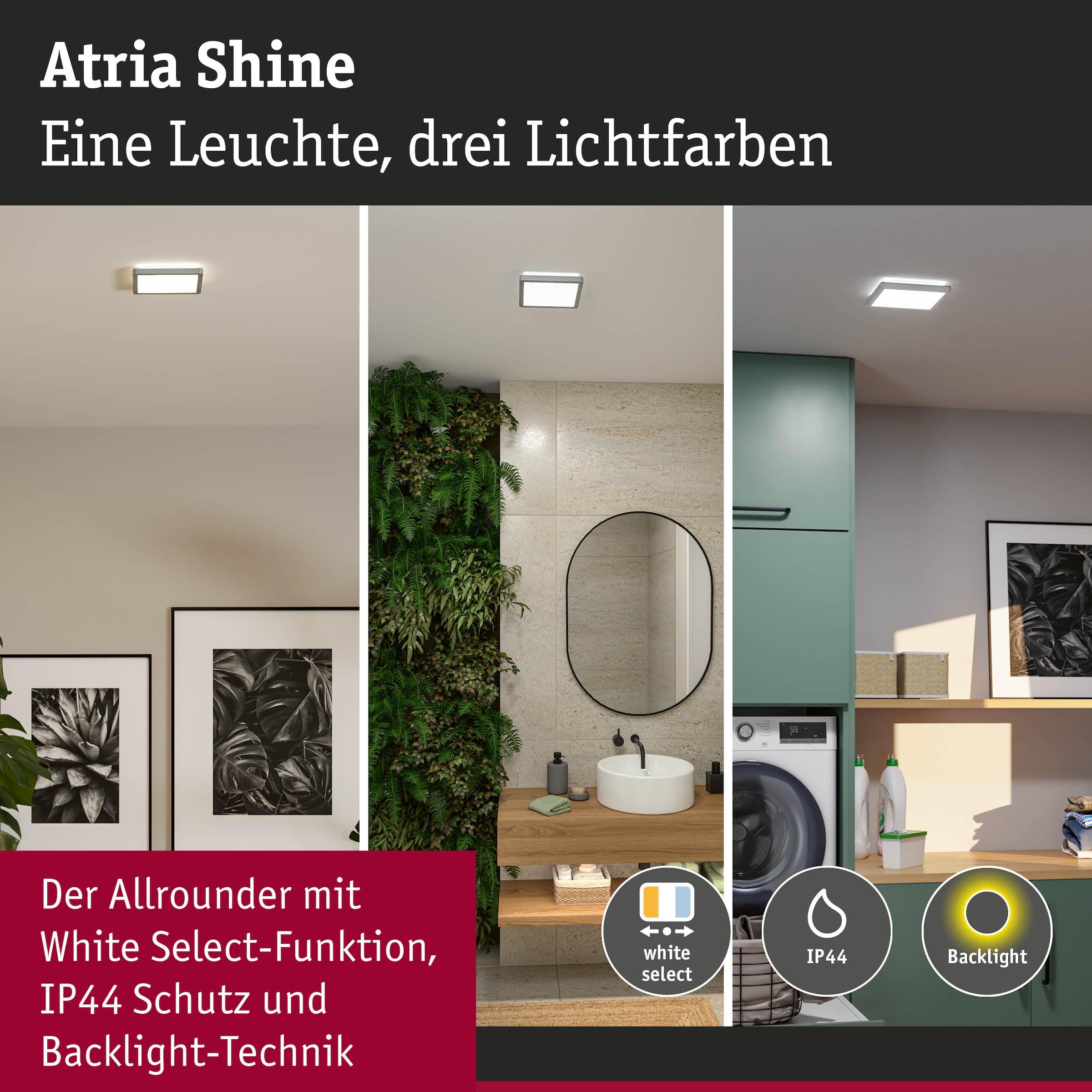 Paulmann LED Panel »Atria Shine 3000K IP44 White Select eckig« LED-Modul 1 Stk. Tageslichtweiß Farbwechsler
