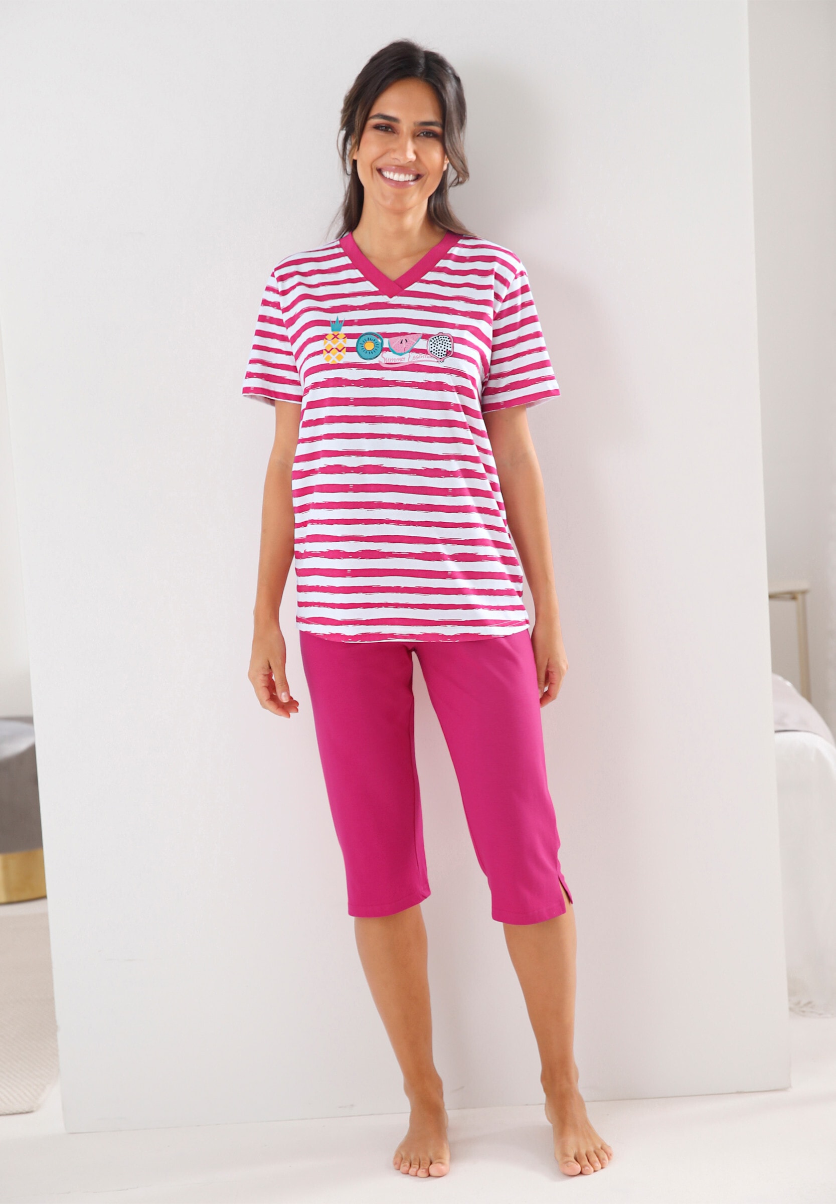 comtessa Capri-Pyjama »Capri-Anzüge Capri-Schlafanzüge in Single-Jersey-Qualität 2 Stück« 2 Stk.