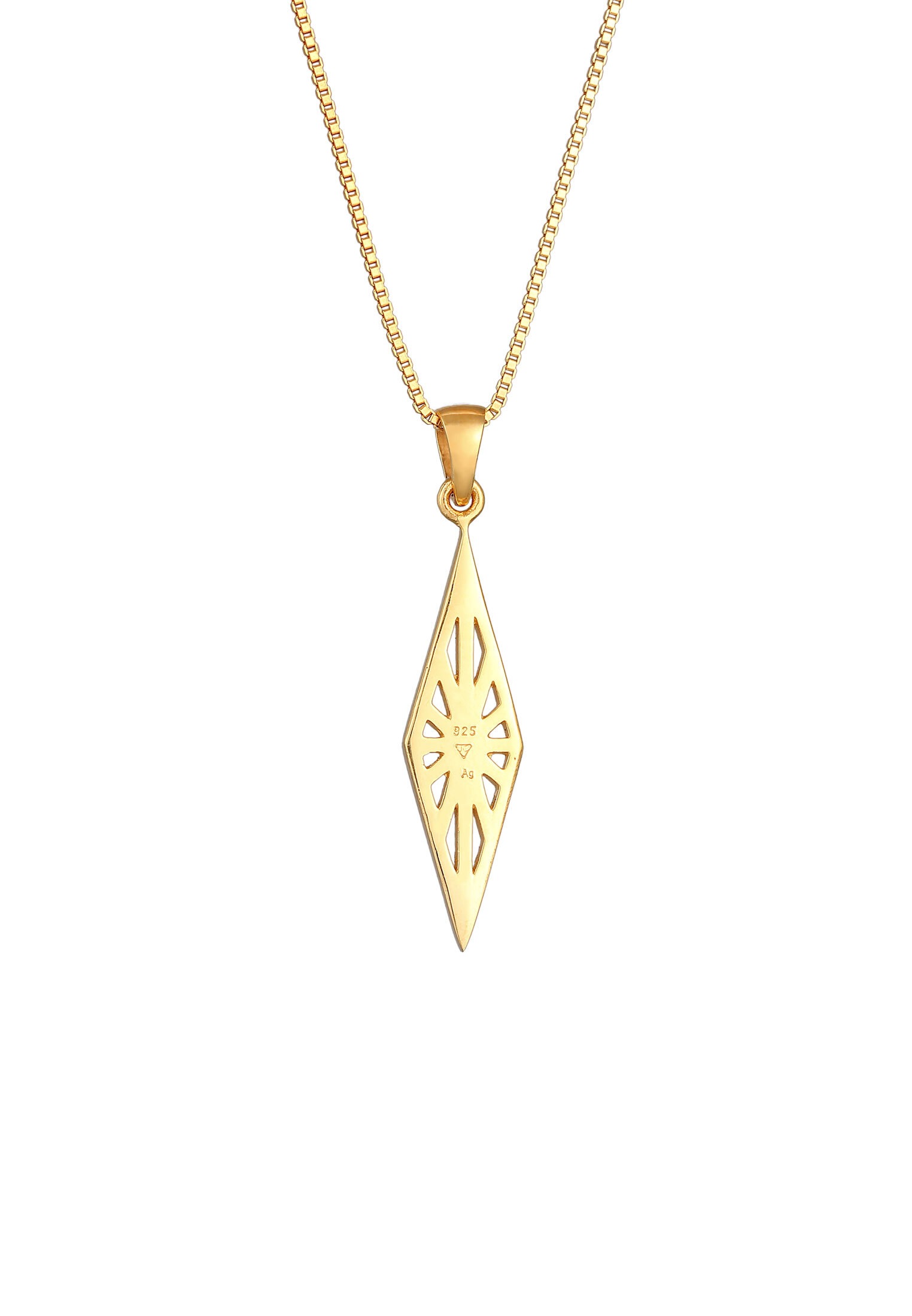 Kuzzoi Kette mit Anhänger »Halskette Herren Raute Marquise Ornament Used Look 925 Silber«