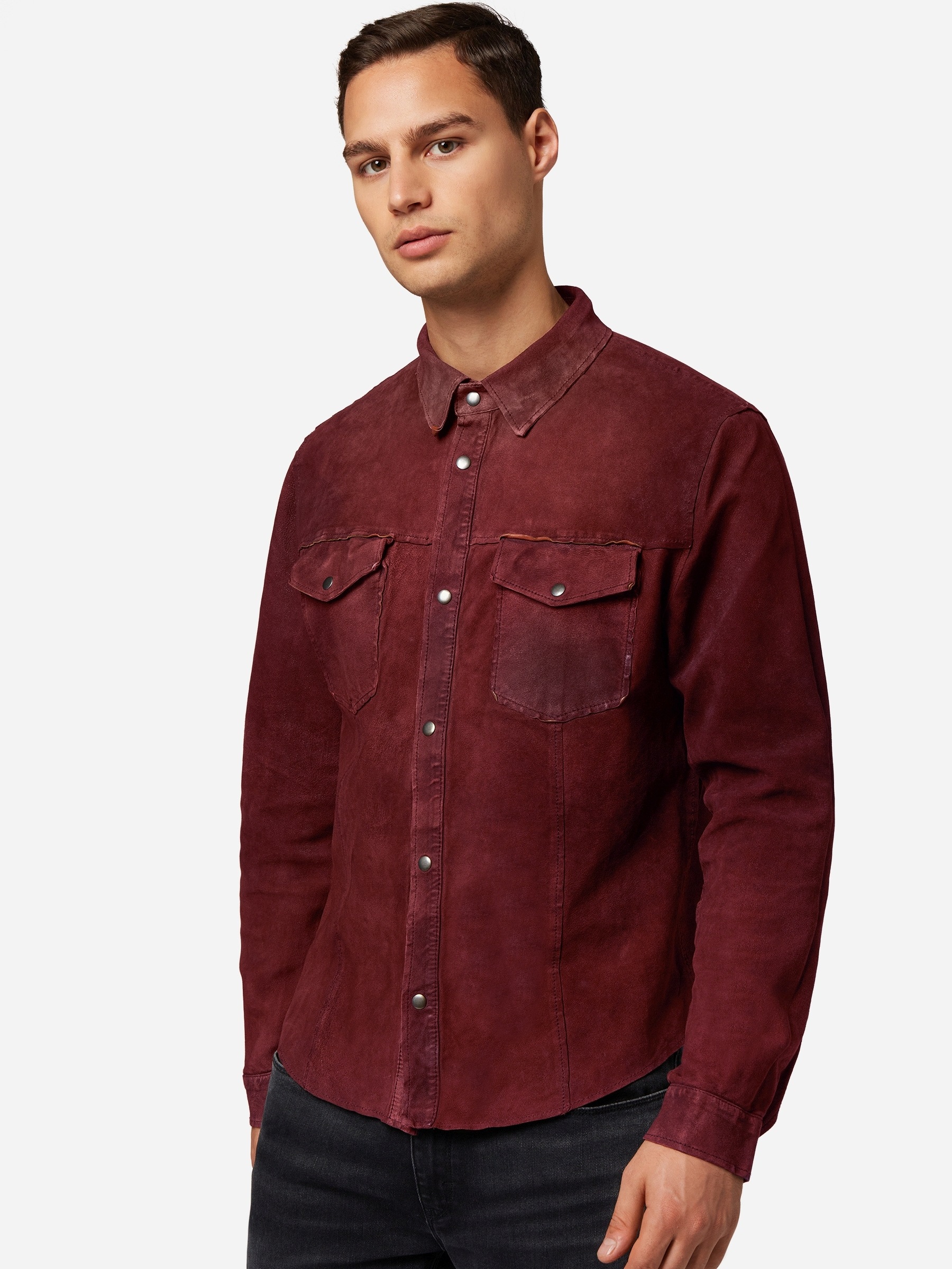 RICANO Langarmhemd »Lederjacke Reverse Shirt« Handgefertigt aus echtem Leder