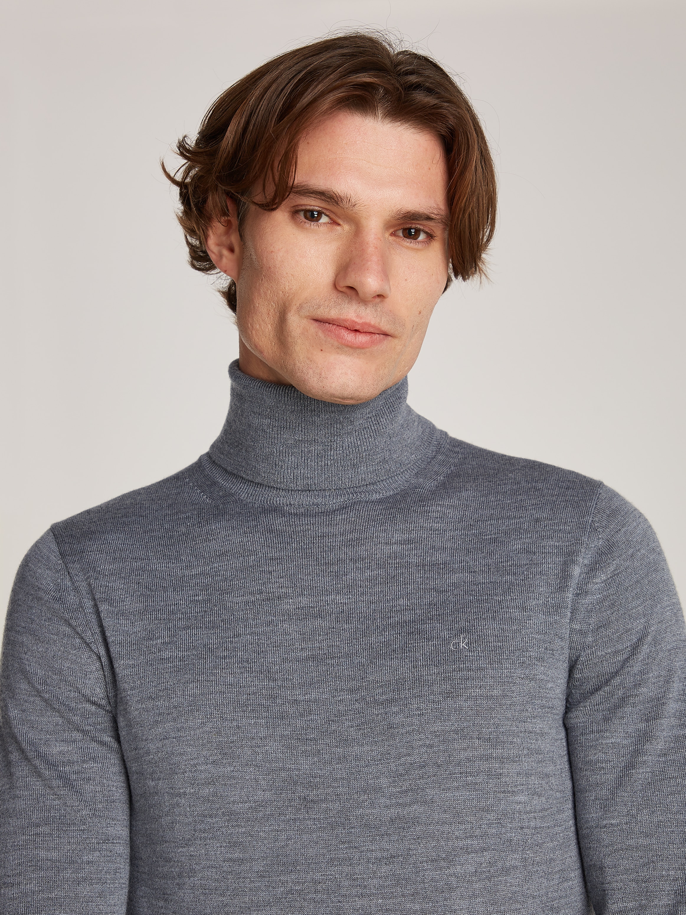 Calvin Klein Rollkragenpullover »SUPERIOR WOOL TURTLE NECK«, mit Logostickerei