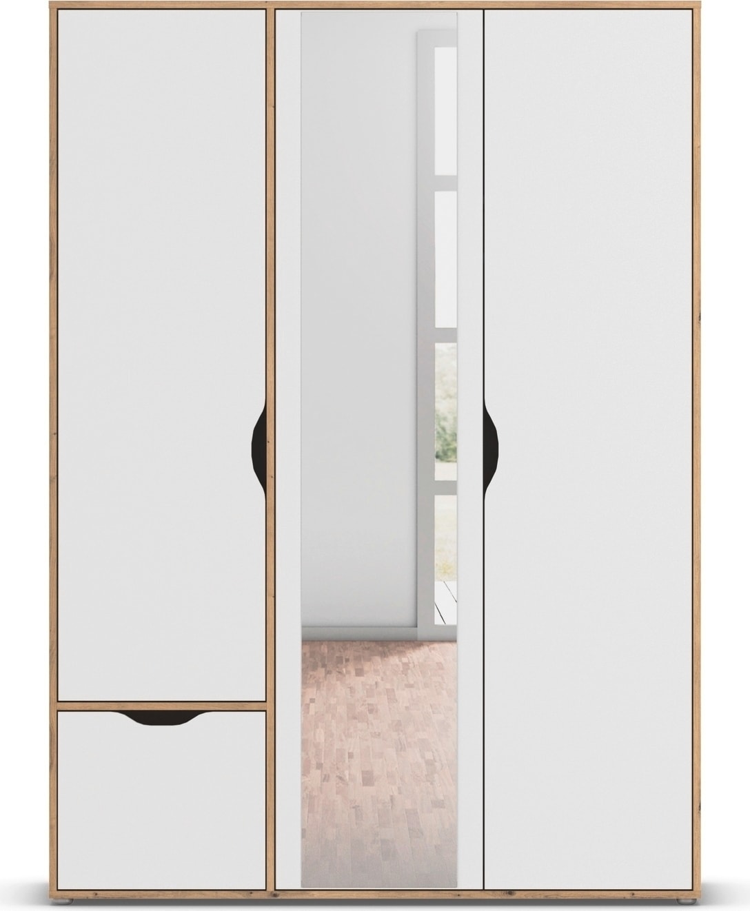 rauch Drehtürenschrank »Kleiderschrank Schrank Garderobe Wäscheschrank NARAI mit Schubladen« in 3 verschiedenen Ausstattungen BASIC/CLASSIC/PREMIUM,  Griffausfräsungen für eine grifflose Optik TOPSELLER MADE IN GERMANY