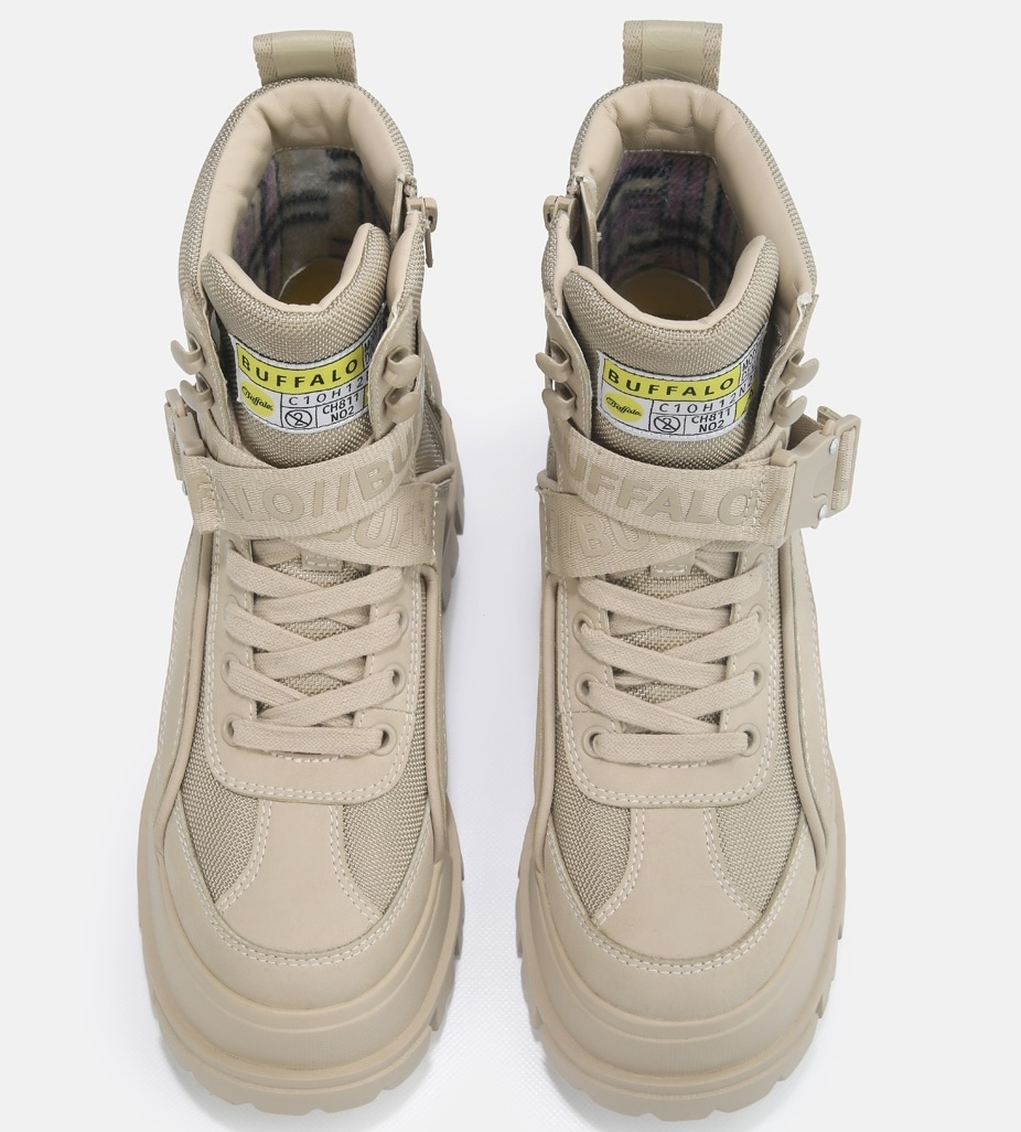 Buffalo Winterboots »Aspha Com1 Vegan«  Schnürstiefelette, Plateauboots mit Innen-Reißverschluss