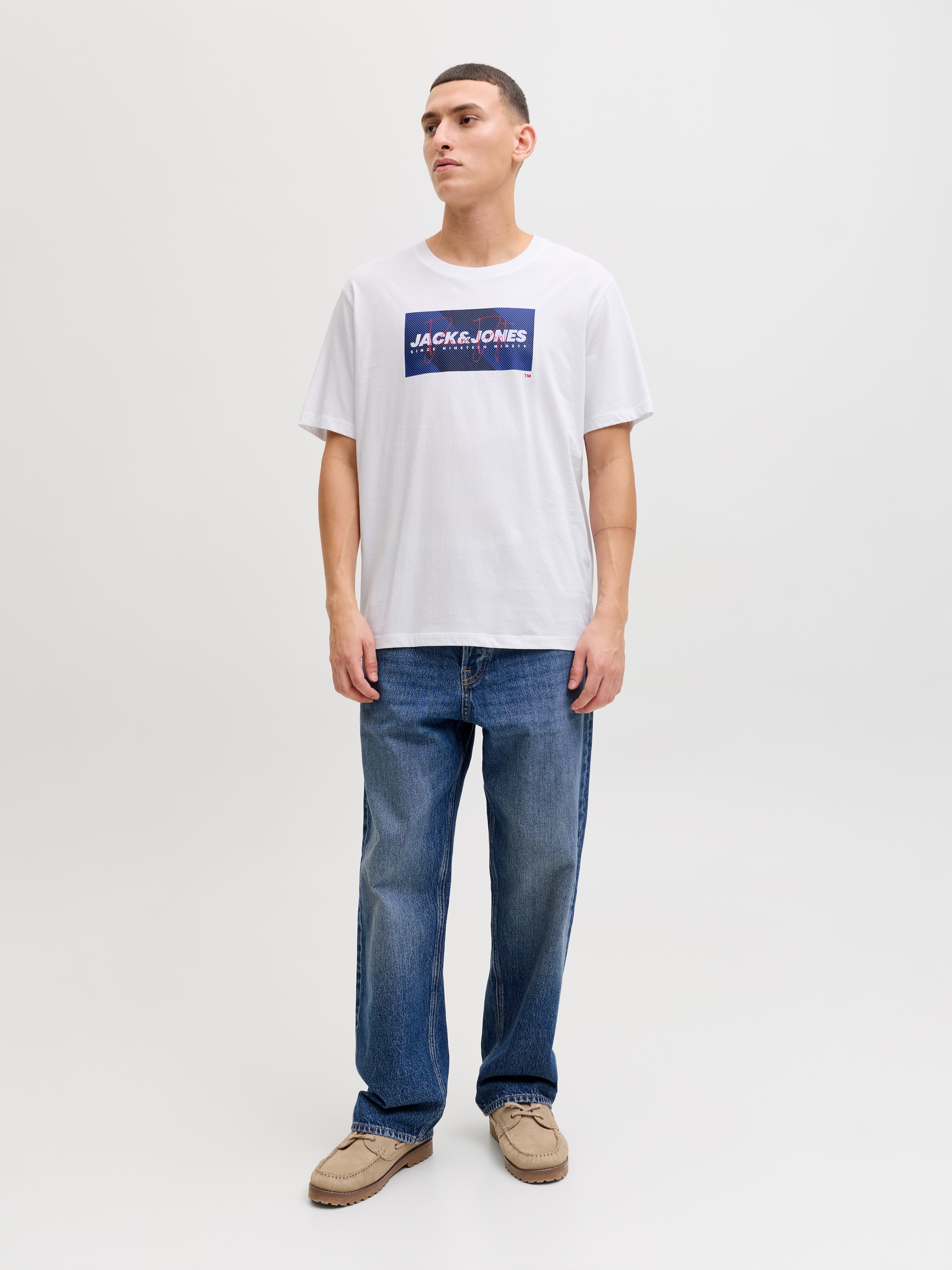 Jack & Jones Rundhalsshirt »JJCOLE PRINT TEE SS CREW NECK«