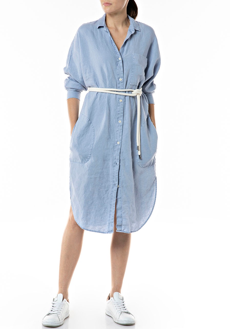 Replay Sommerkleid, (2 tlg.), mit dicker Kordel zum Binden in der Taille