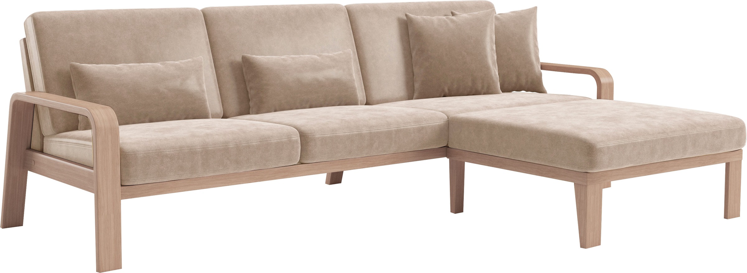 sit&more Ecksofa »Kolding L-Form«, Armlehnen aus Buchenholz in natur, verschiedene Bezüge und Farben
