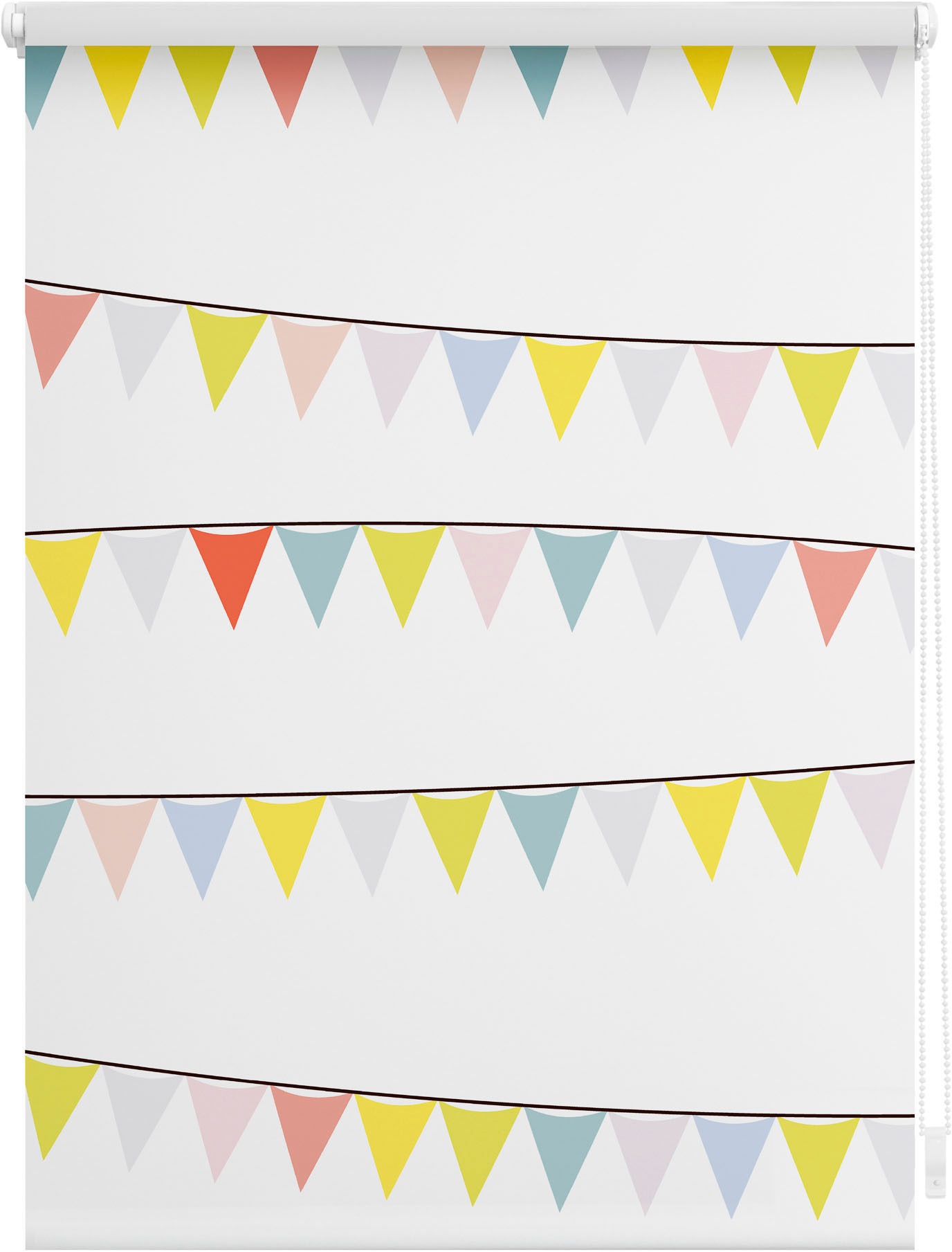 LICHTBLICK ORIGINAL Seitenzugrollo »Rollo Klemmfix, ohne Bohren, Verdunkelung, Wimpelkette - Bunt« verdunkelnd Verdunkelung | energiesparend freihängend