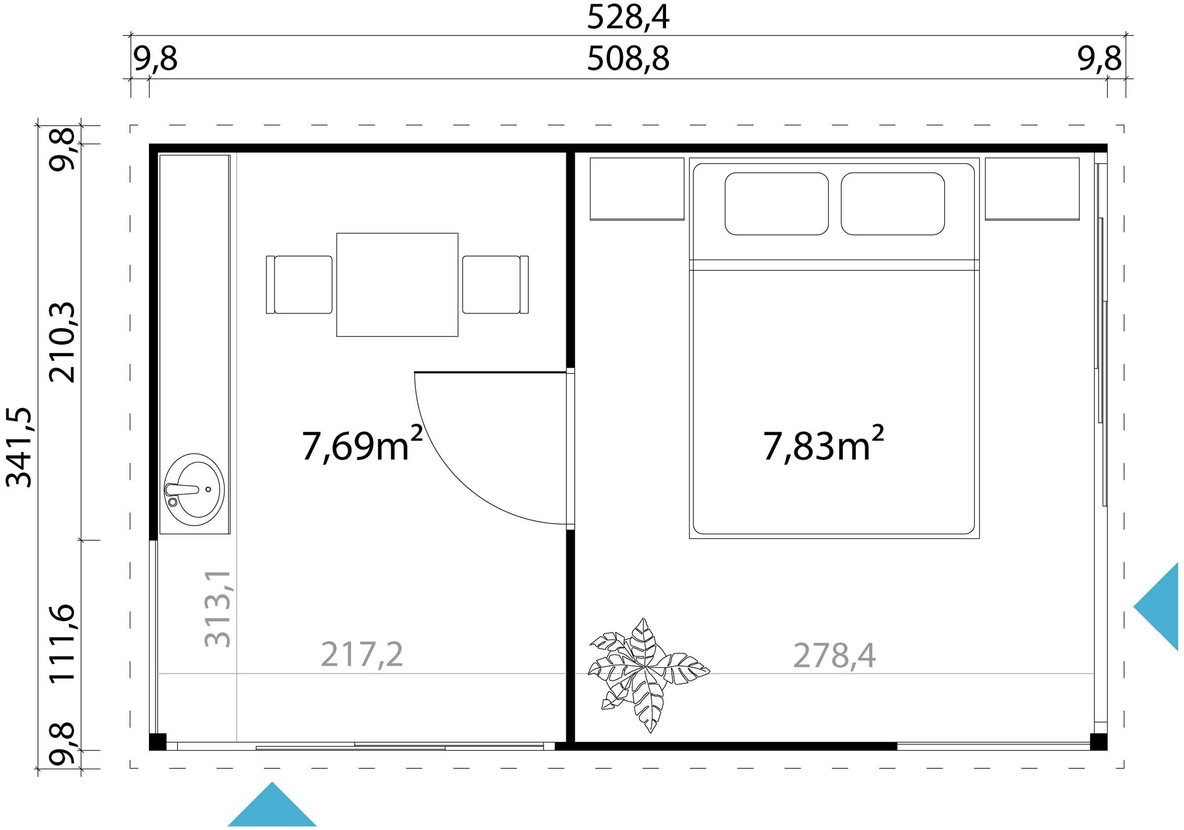 LASITA MAJA Gartenhaus »DOMEO 3 CARBONGRAU/ANTHRAZIT«, (Set), 2-Raum, Fundamentmass 5088 x 3219, Carbongrau