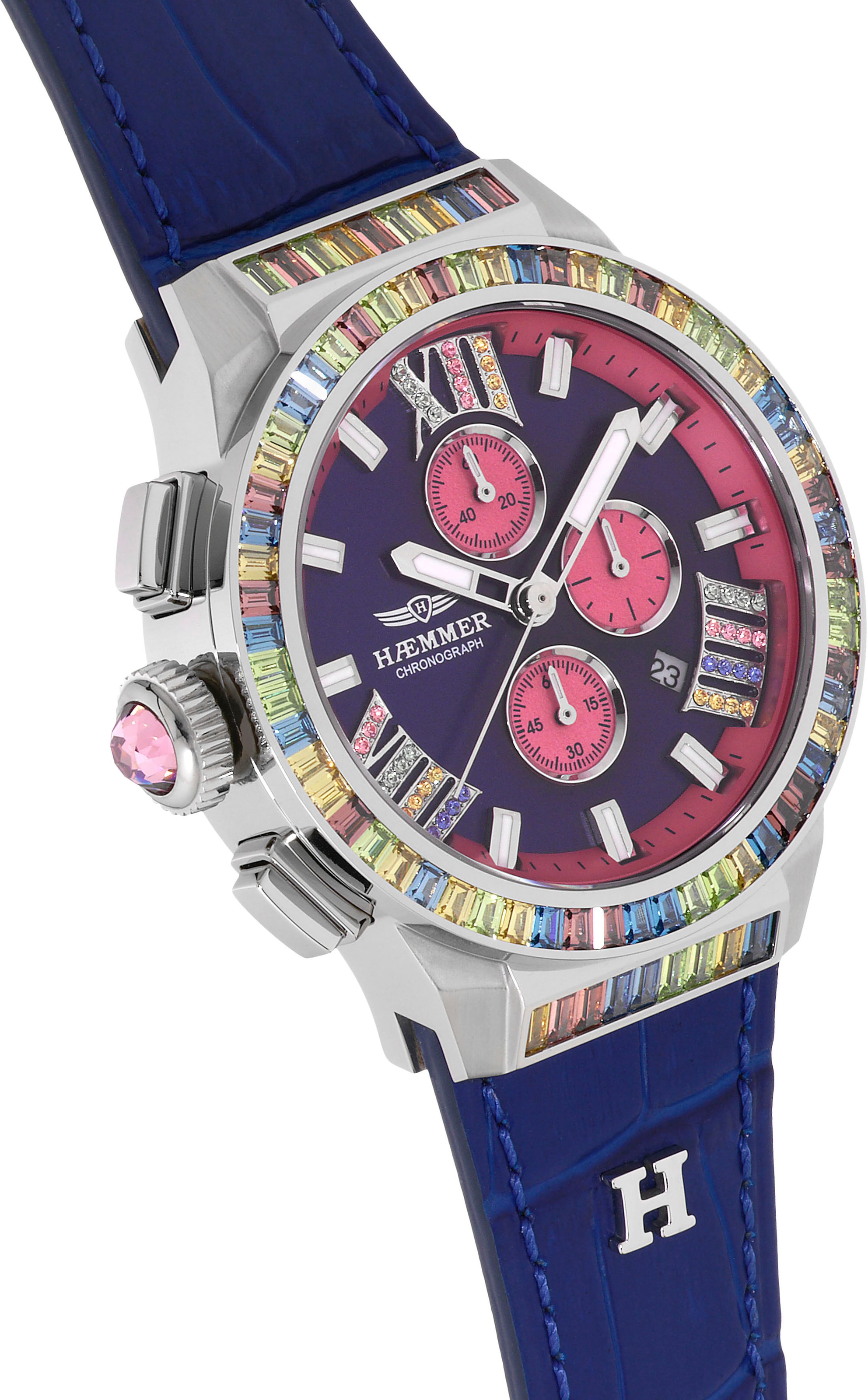 HAEMMER GERMANY Chronograph »GLORIOUS«, Quarzuhr, Damenuhr, Datum, Stoppfunktion, Saphirglas, Lederarmband