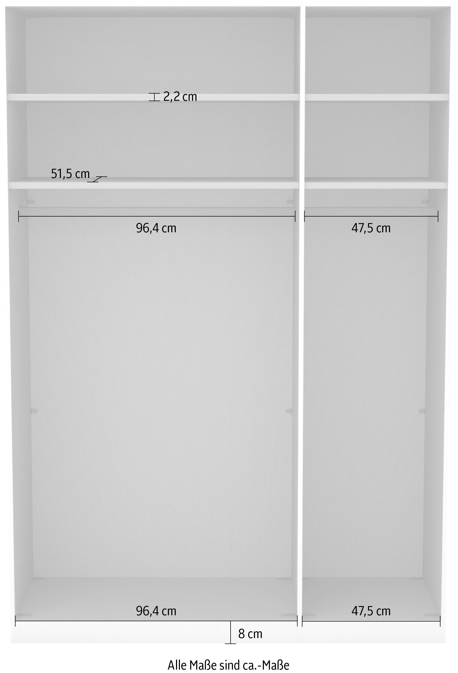 Musterring Kleiderschrank »San Diego, Kleiderschrank, Schrank, Garderobe, mit Glastüren« weiß, Türen gedämpft, 2 Höhen, mehrere Breiten, MADE IN GERMANY, 1 Stk. tlg. 3-türig (gedämpft), 4 Böden, 2 Kleiderstangen, Chromgriffe