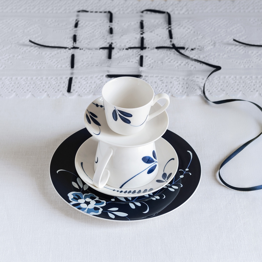 Villeroy & Boch Untertasse »Mokka- / Espressountertassen Vieux Luxembourg Brindille ø 11,7 cm 6er Set weiß-blau«