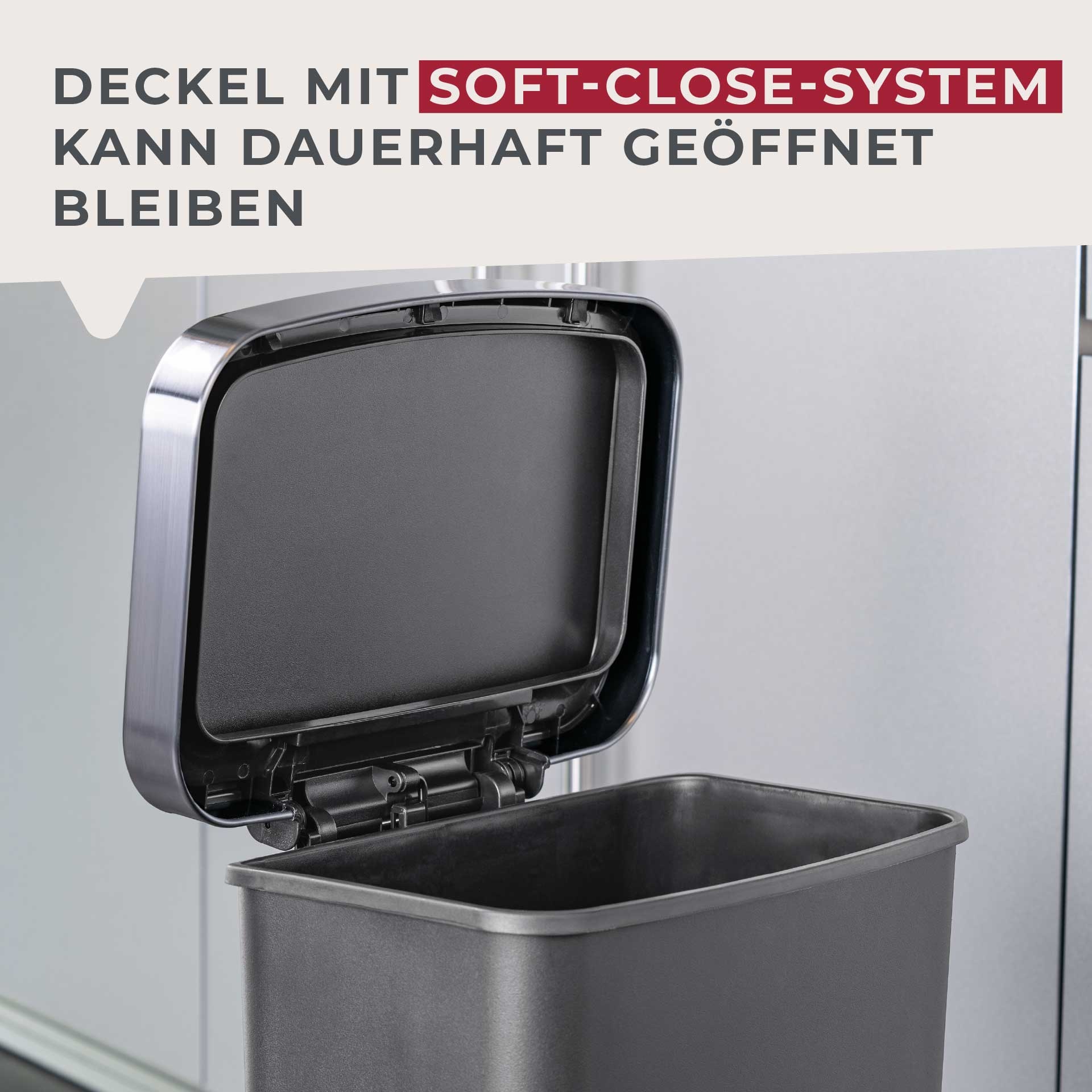 FACKELMANN Mülleimer »SEATTLE, Pedal-Abfalleimer 45L« 1 Behälter stilvoller Mülleimer mit Soft-Close System & robustem Pedal