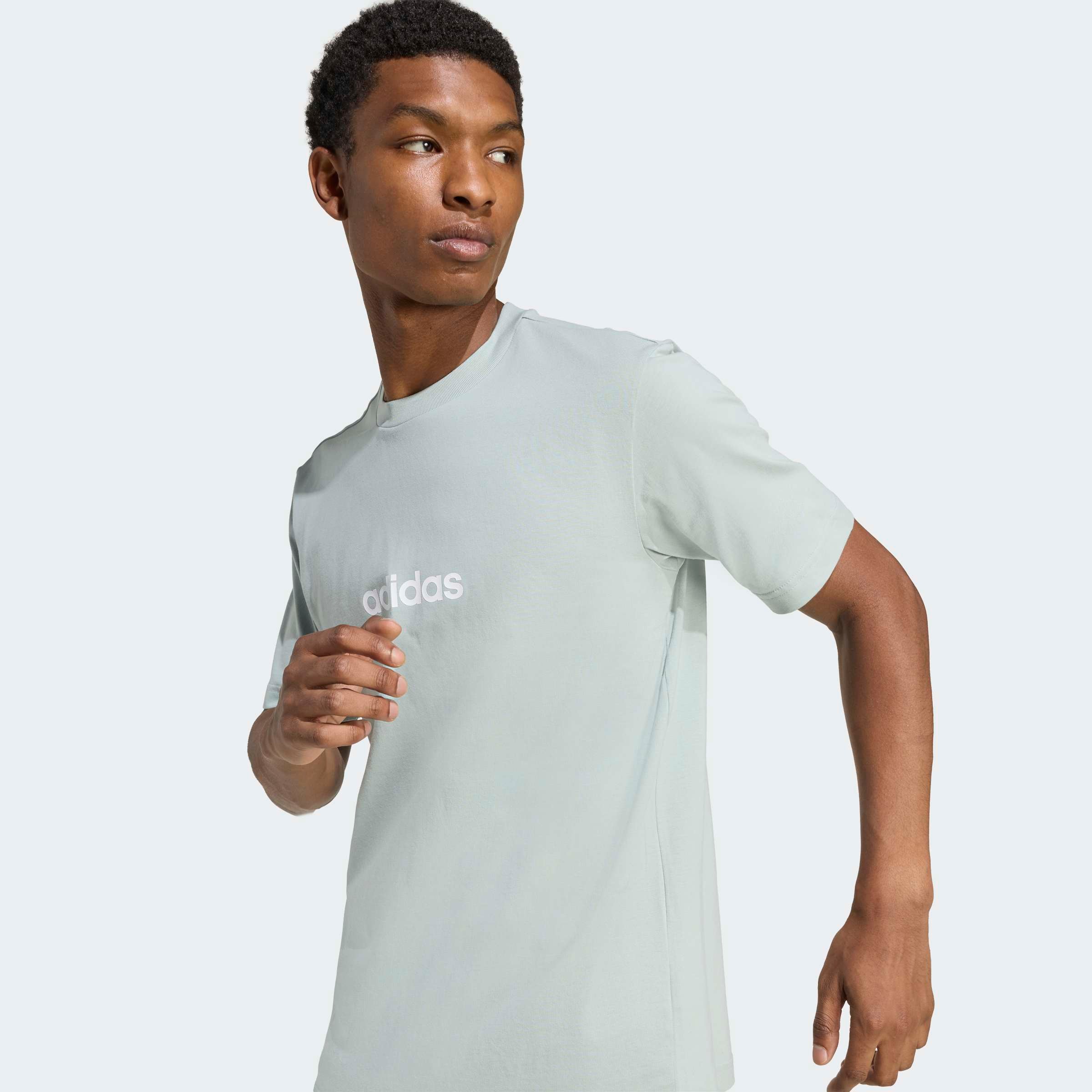 adidas Sportswear T-Shirt »ESSENTIALS LINEAR SINGLE JERSEY« überschnittene Schultern, Kurzarmdesign, aus Baumwolljersey