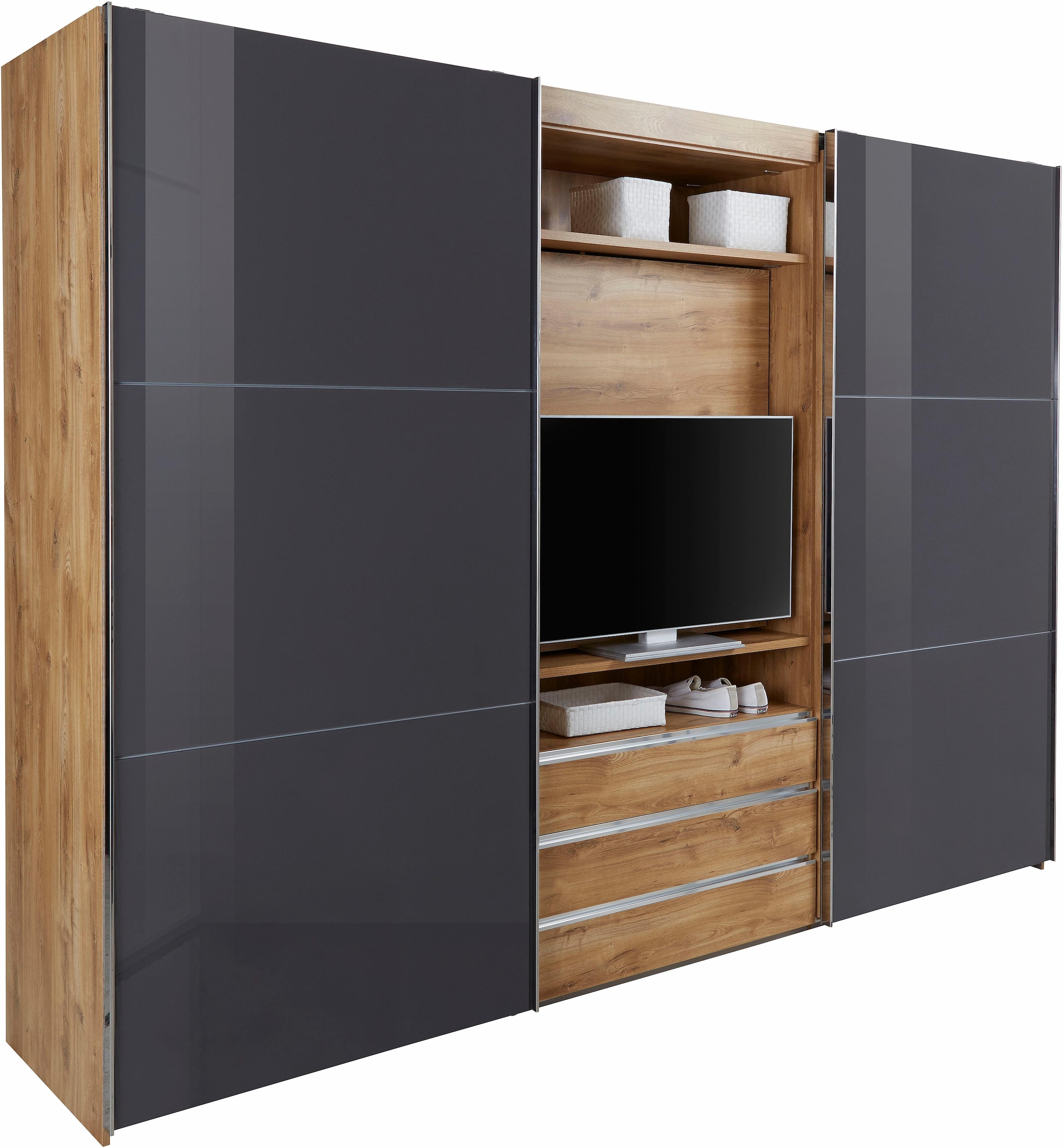 Schwebetürenschrank »Magic by fresh to go«, tolles EXTRA: mit drehbarem TV-Element,...