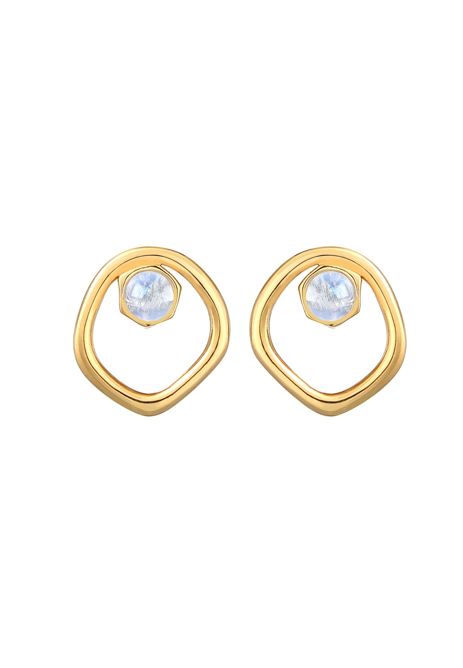Elli Premium Paar Ohrstecker »Ohrringe Stecker Mondstein Organic Kreis Look 925 Silber«