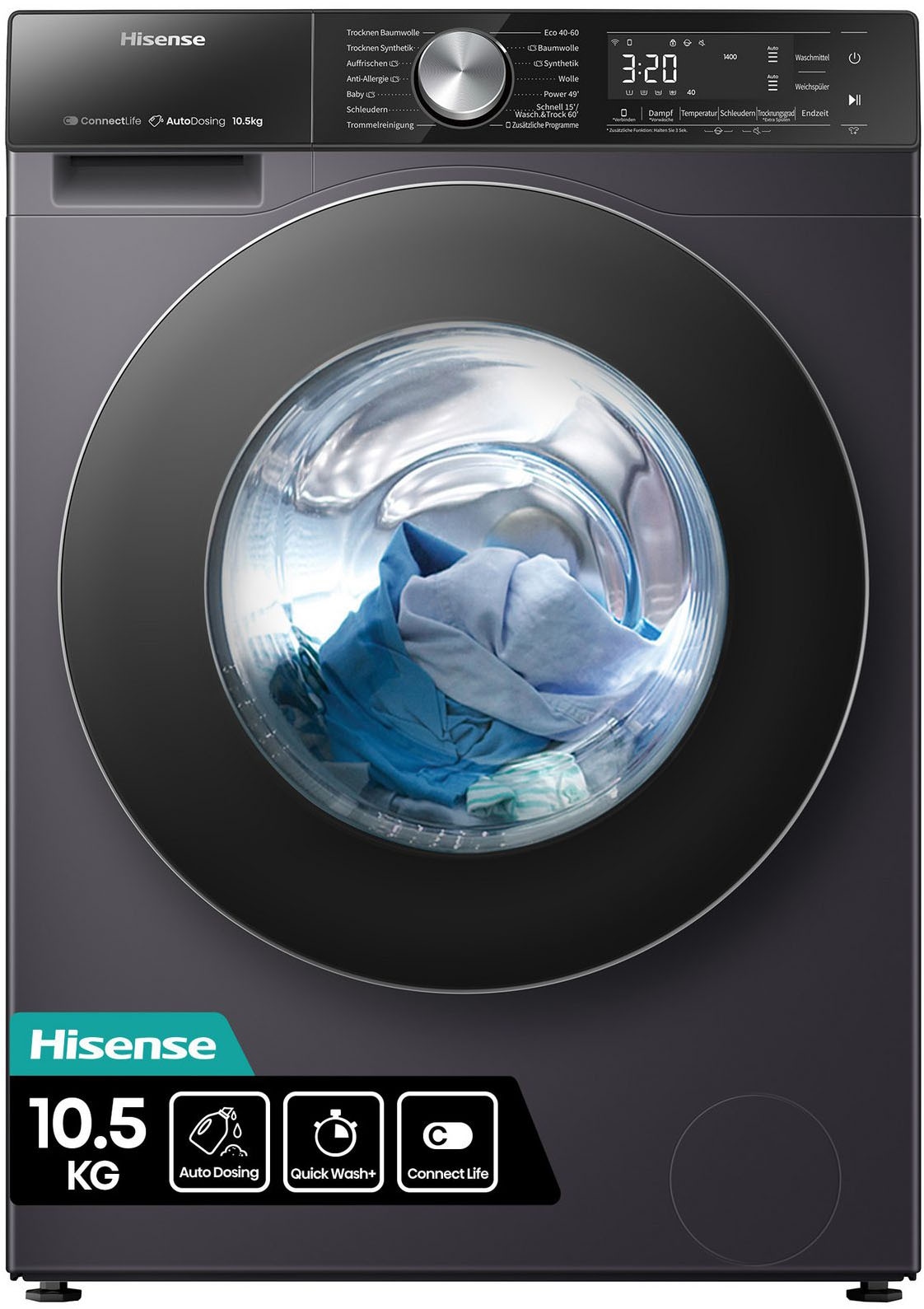 Hisense Waschmaschine 5S Serie »WF5S1045BB« 10,5 kg 1400 U/min AutoDosing