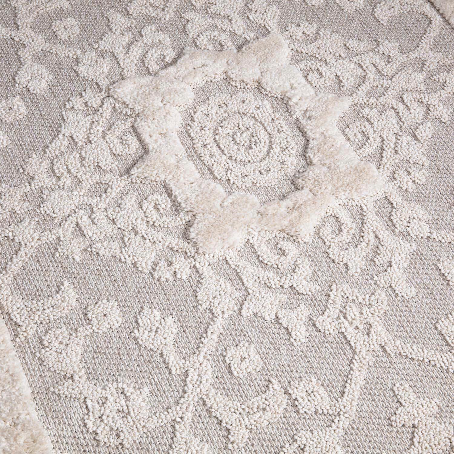 my home Hochflor-Teppich »Bjelle«, rechteckig, 20 mm Höhe, Läufer, Boho-Stil, Ornamente, Hoch Tief Struktur, mit Fransen