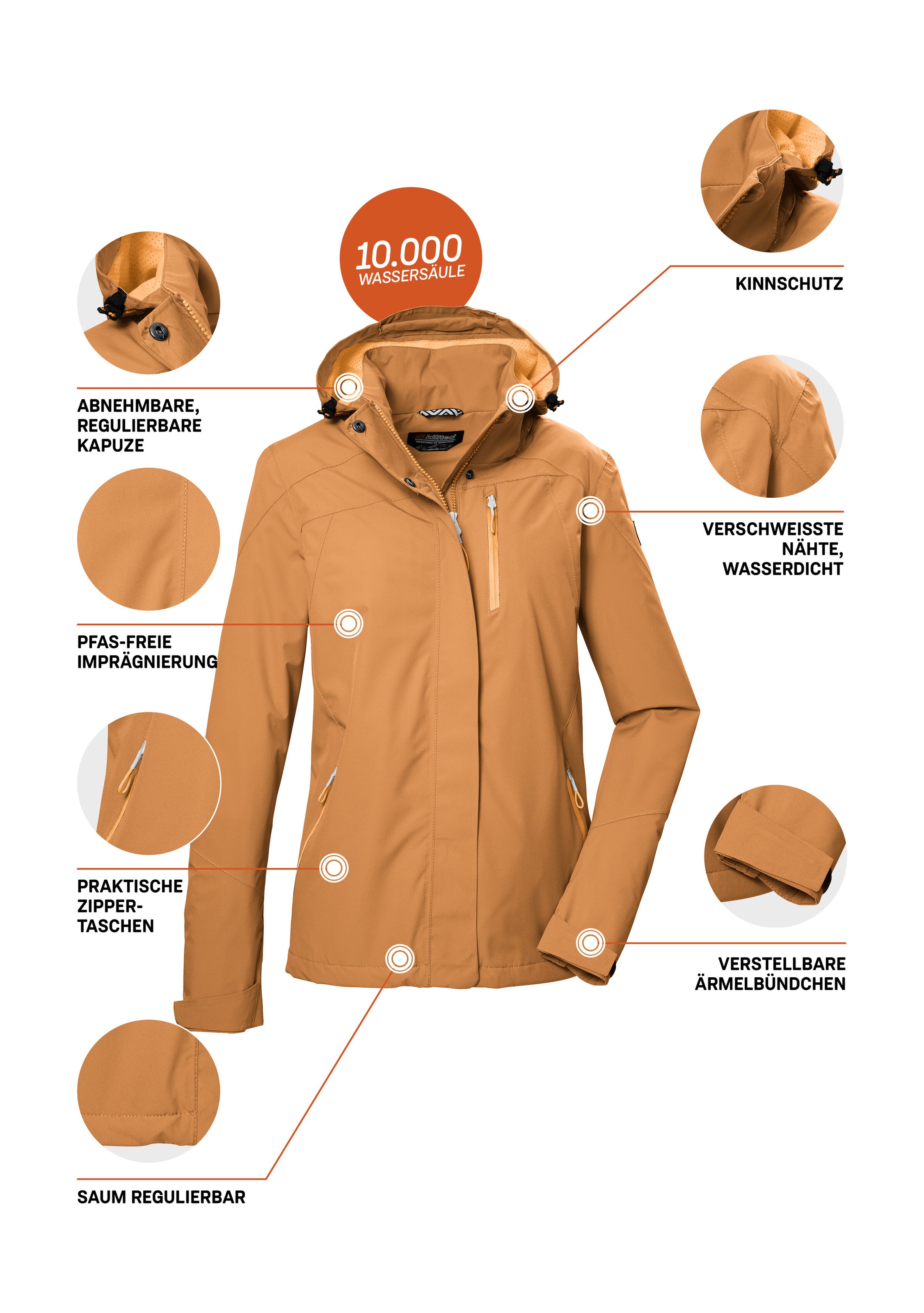 Killtec Outdoorjacke »KOS 28 WMN JCKT«, Wasserdichte, atmungsaktive Damenjacke, recyceltes Material