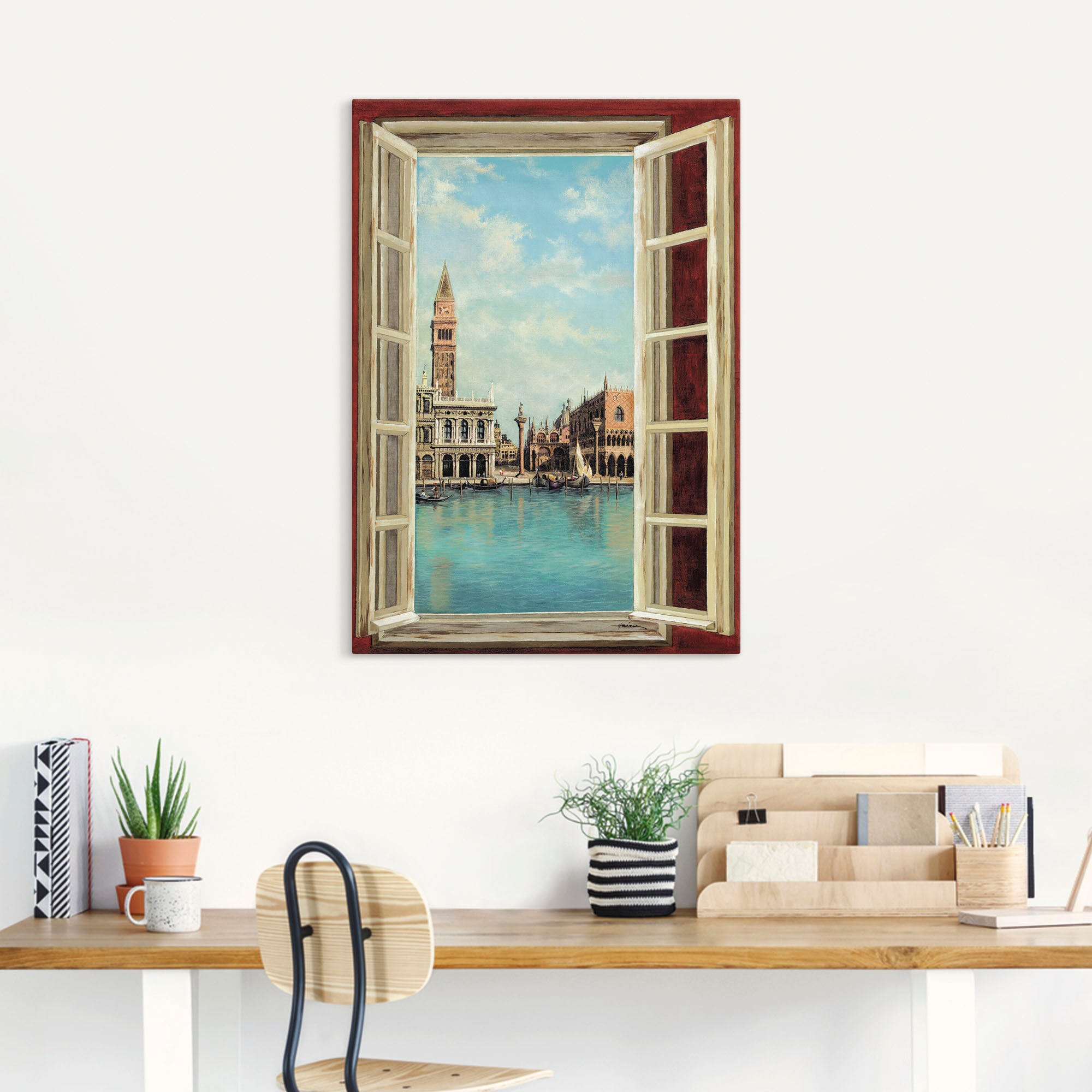 Artland Wandbild »Fenster mit Blick auf Venedig«, Fensterblick, (1 St.), als Leinwandbild, Poster, Wandaufkleber in verschied. Größen