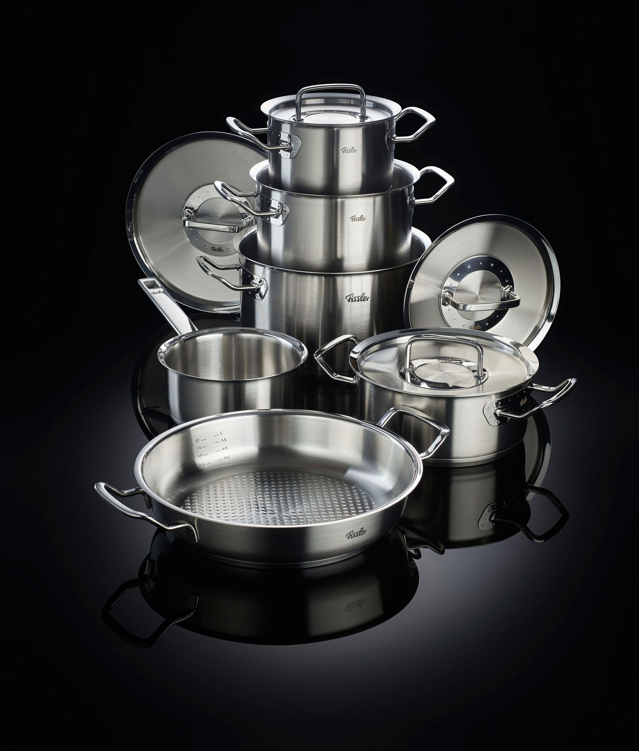 Fissler Topf-Set »Original-Profi Collection« Set, Kochtopf 16/20/24cm, Bratentopf 20cm, Kasserolle 16cm, Pfanne  28cm, 6 Stk. tlg. Edelstahl 18/10