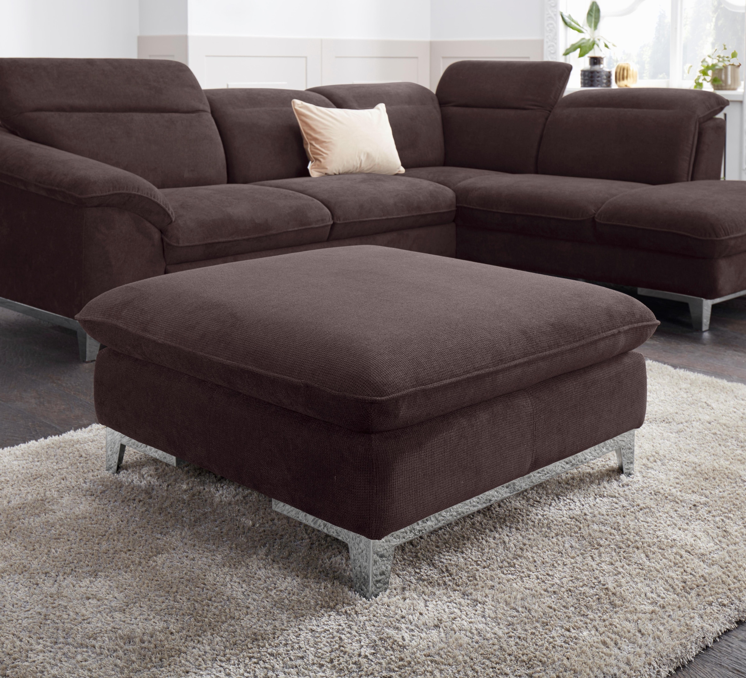 COTTA Polstergarnitur »Teresa L-Form«, (Set), Set bestehend aus: Ecksofa mit Kopfteilverstellung & Hocker