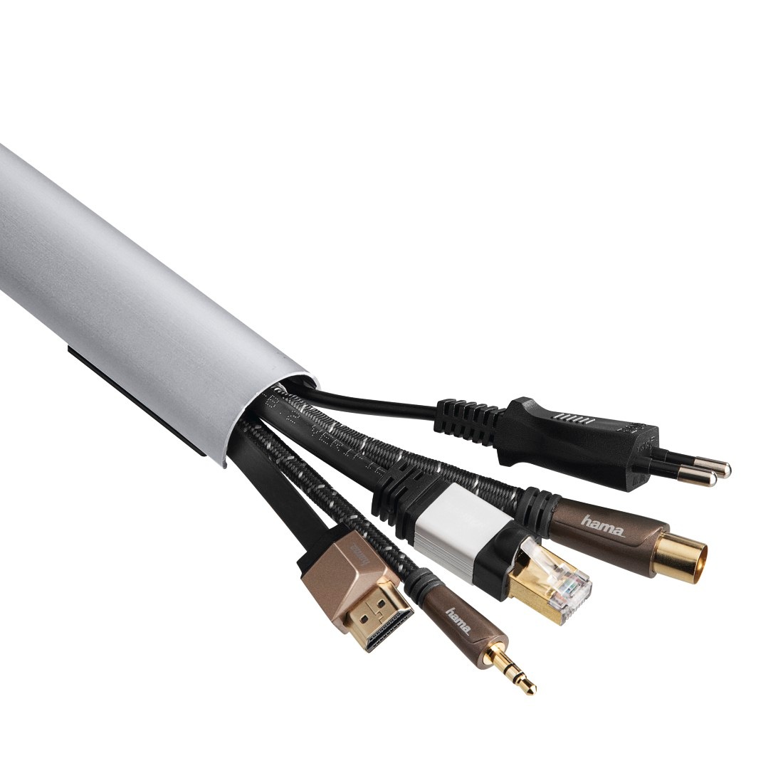 Hama Kabelkanal »Aluminium Kabelführung zum Schrauben oder Kleben für 5 Kabel, halbrund«, Kabelmanagement, 110 cm Länge