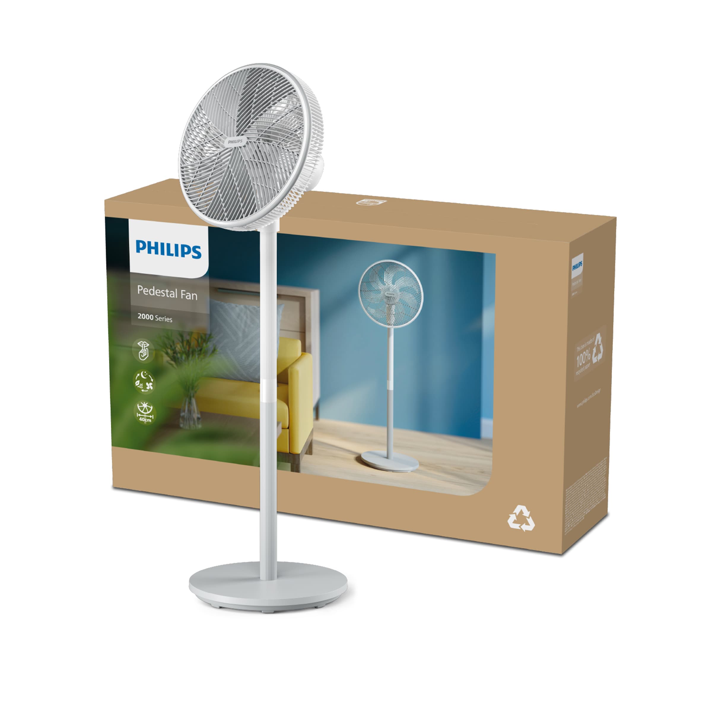 Philips Standventilator »CX2550/00 Serie 2000, mit extrem leiser SilentWings-Technologie, 19 dB«, 2-in-1-Tisch- & Standventilator, neig- & drehbar, elegantes Design