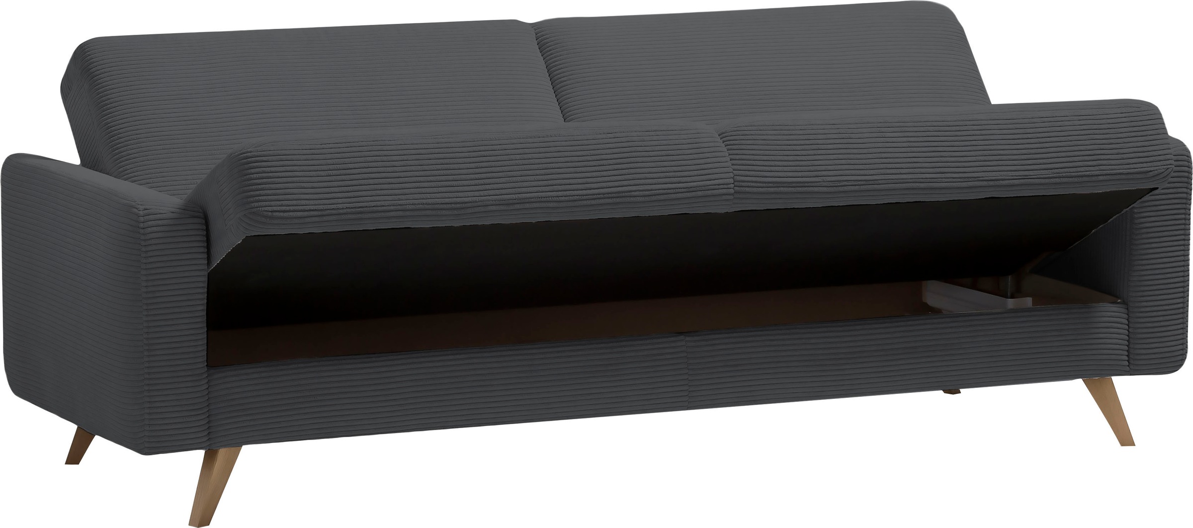 exxpo - sofa fashion 3-Sitzer »Samso, elegant und bequem, aktueller Cord Bezug, Kippcouch«, hochwertige Verarbeitung, Schlafsofa inkl. Bettfunktion und Bettkasten