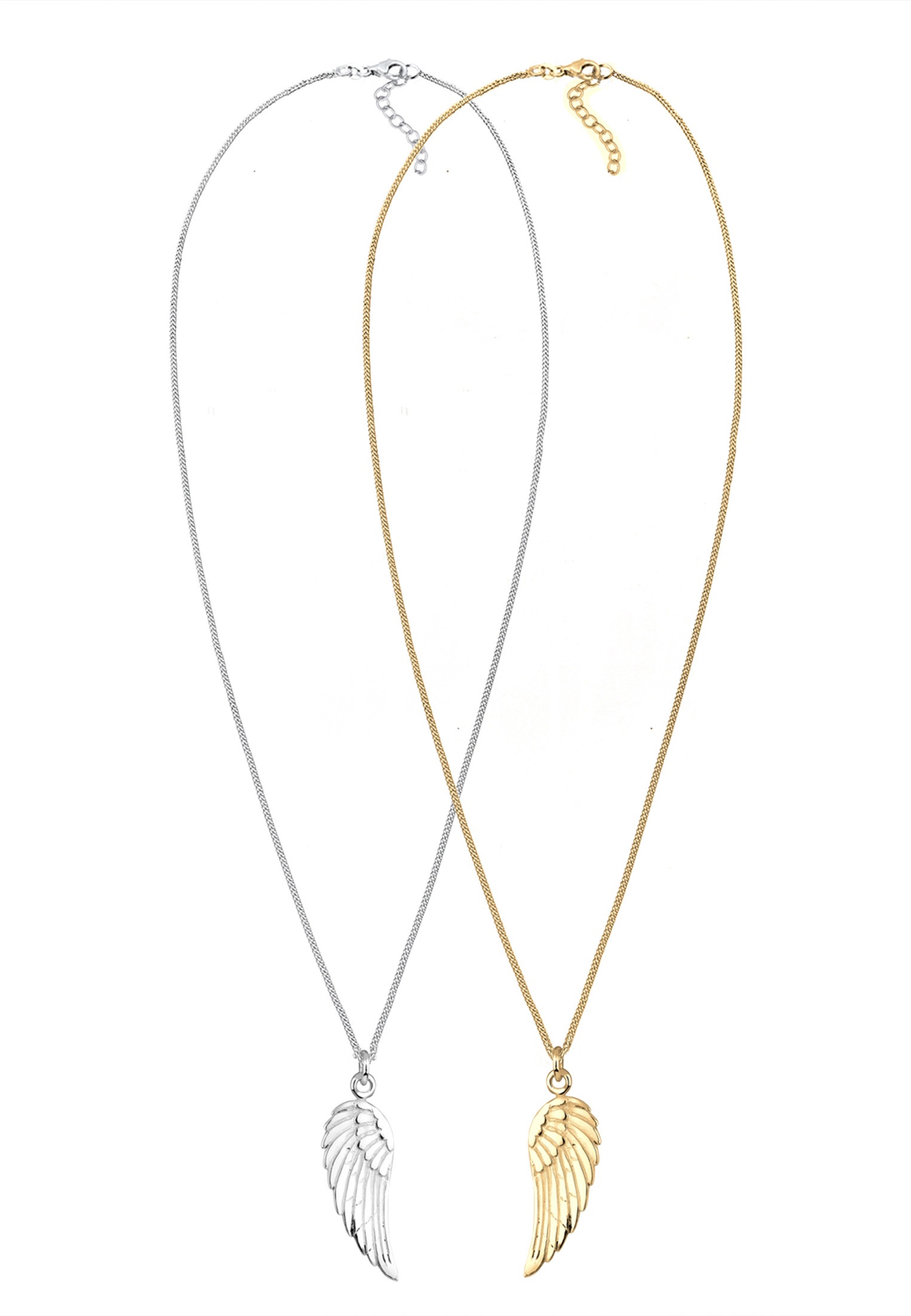 Elli Ketten-Set »Halskette Flügel Partnerkette Bicolor 925 Sterling Silber vergoldet«