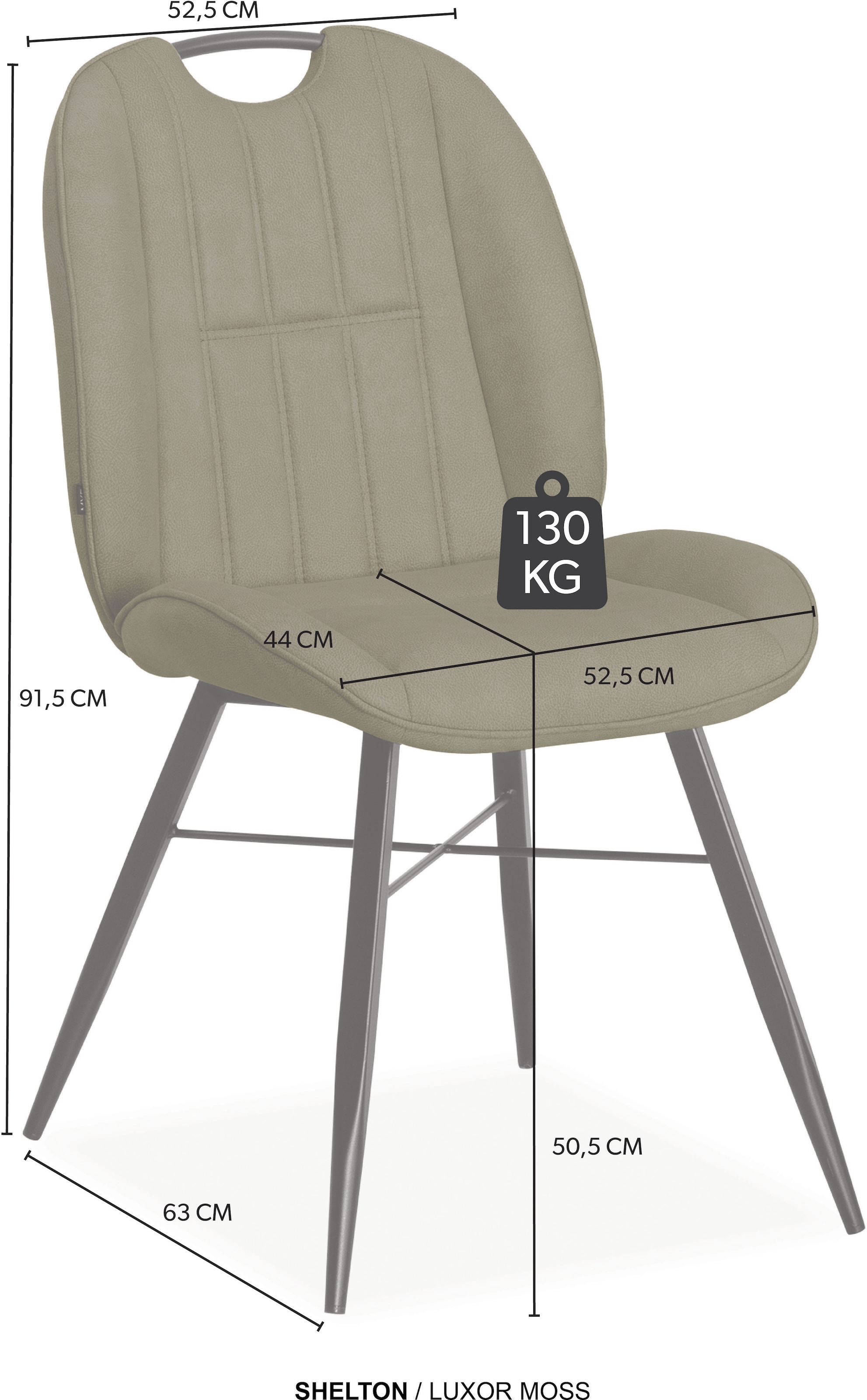 OMG Design Esszimmerstuhl »Shelton« (Set) 1 Stk.Esszimmerstuhl, pflegeleichter Bezug, mit Handgriff