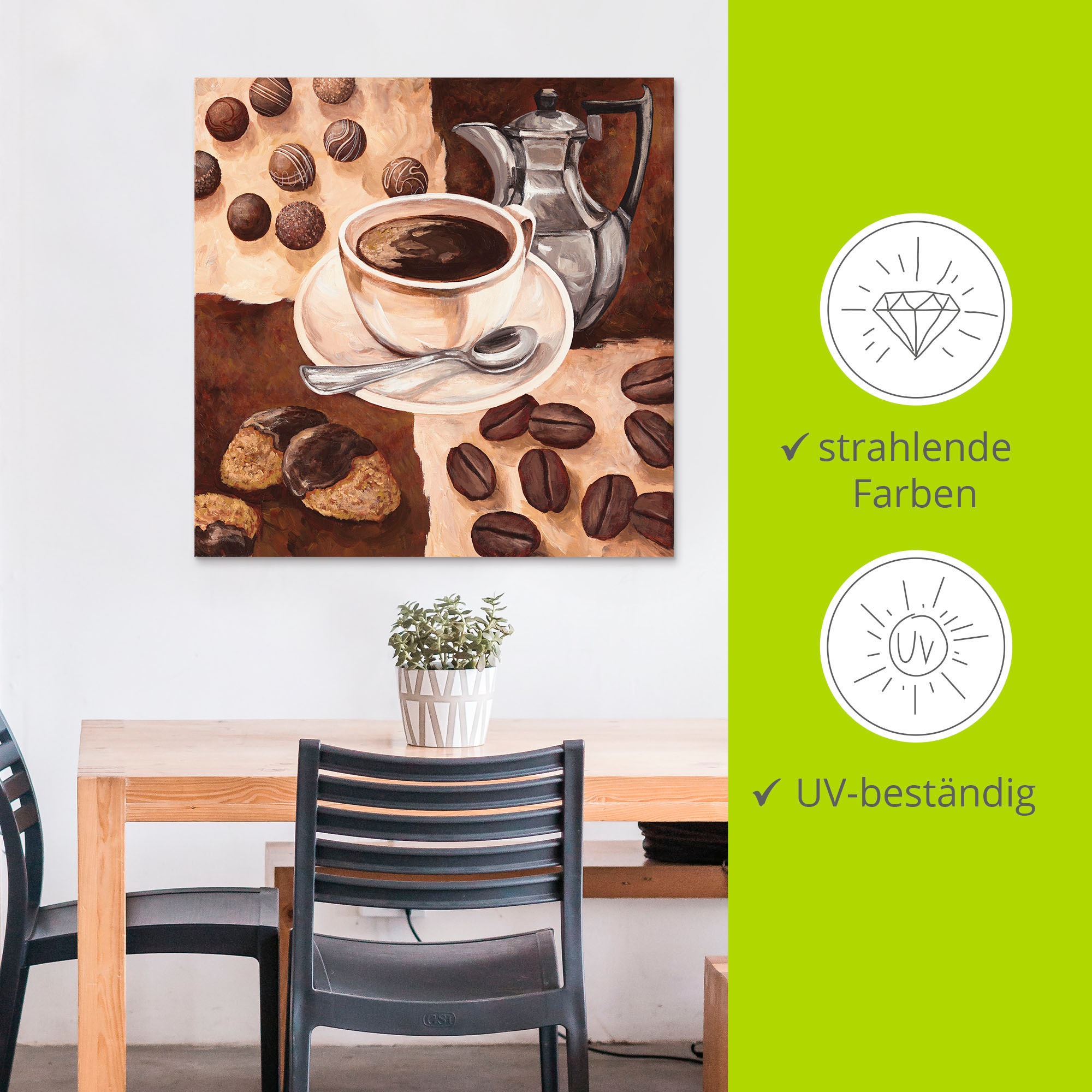 Artland Alu-Dibond-Druck »Kaffeezeit«, Getränke, (1 St.), für Innen- und Außenbereich geeignet, Outdoorbild