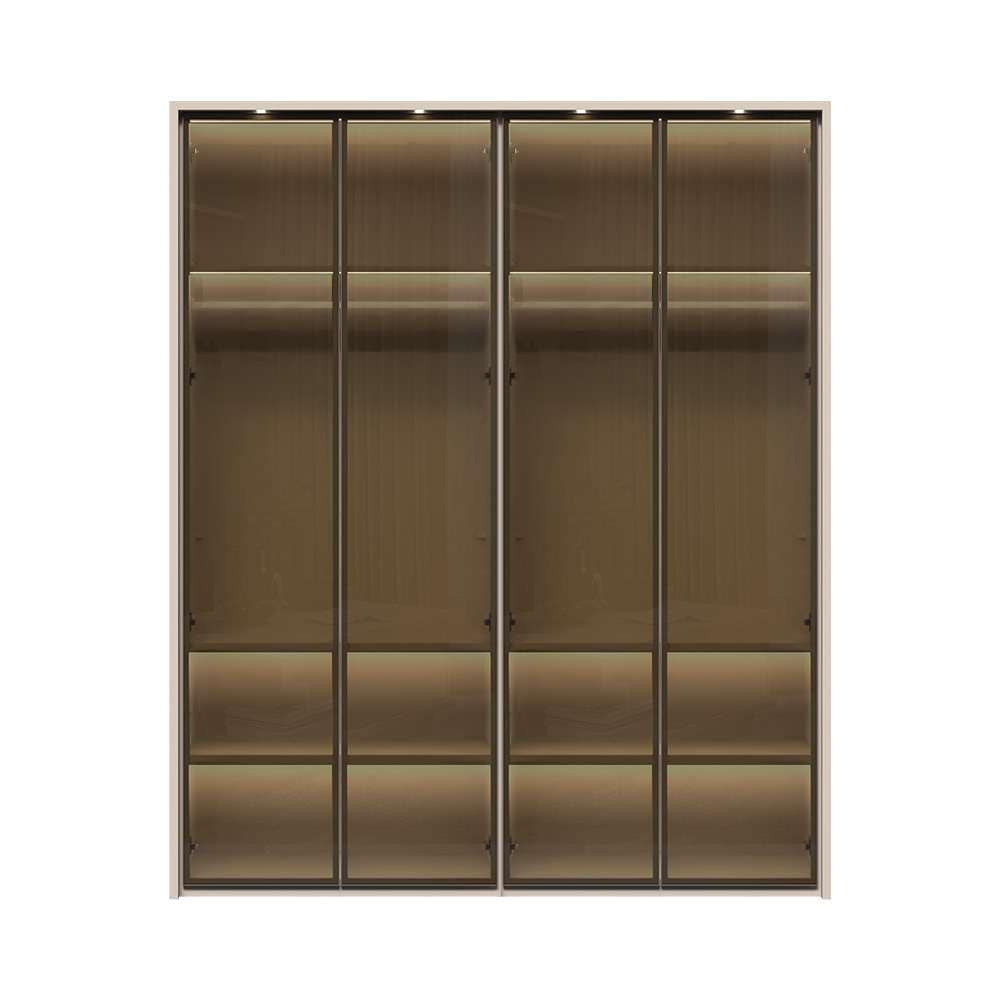 Places of Style Drehtürenschrank »Opera Parsol-Glastüren, LED-Glasbodenbeleuchtung, mit und ohne Kranz«, Glastüren, UV-Lack, LED-Innenbeleuchtung, Soft-Close-Funktion