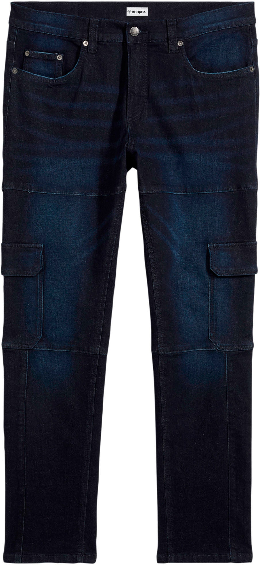 bonprix Cargojeans »Slim Fit Cargo-Stretch-Jeans, Straight« Slim Fit, aus Baumwolle und Elasthan, mit gewaschener Optik