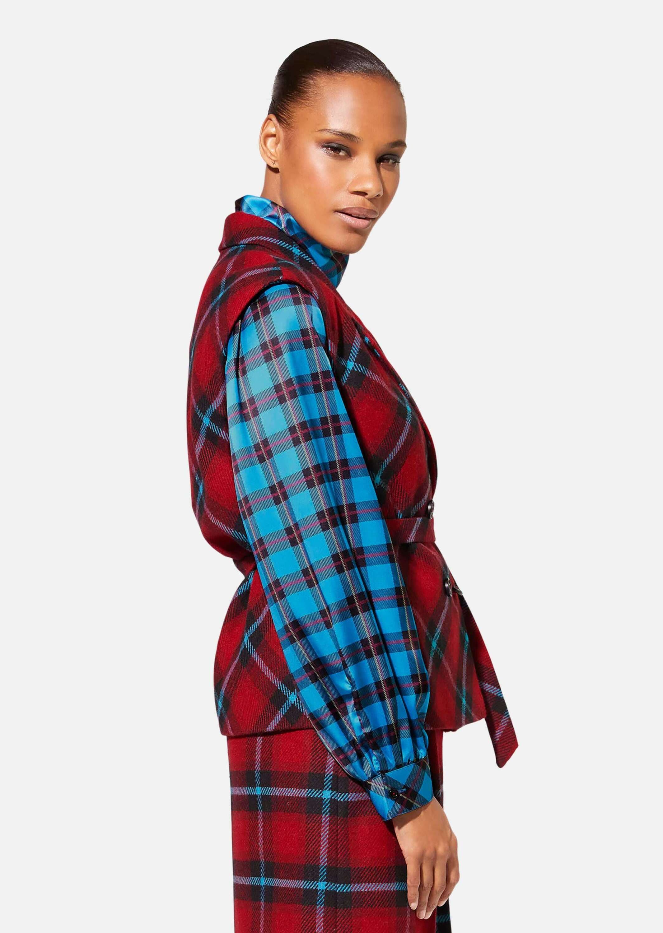 MADELEINE Langarmbluse »Bluse Karobluse mit Stehkragen«