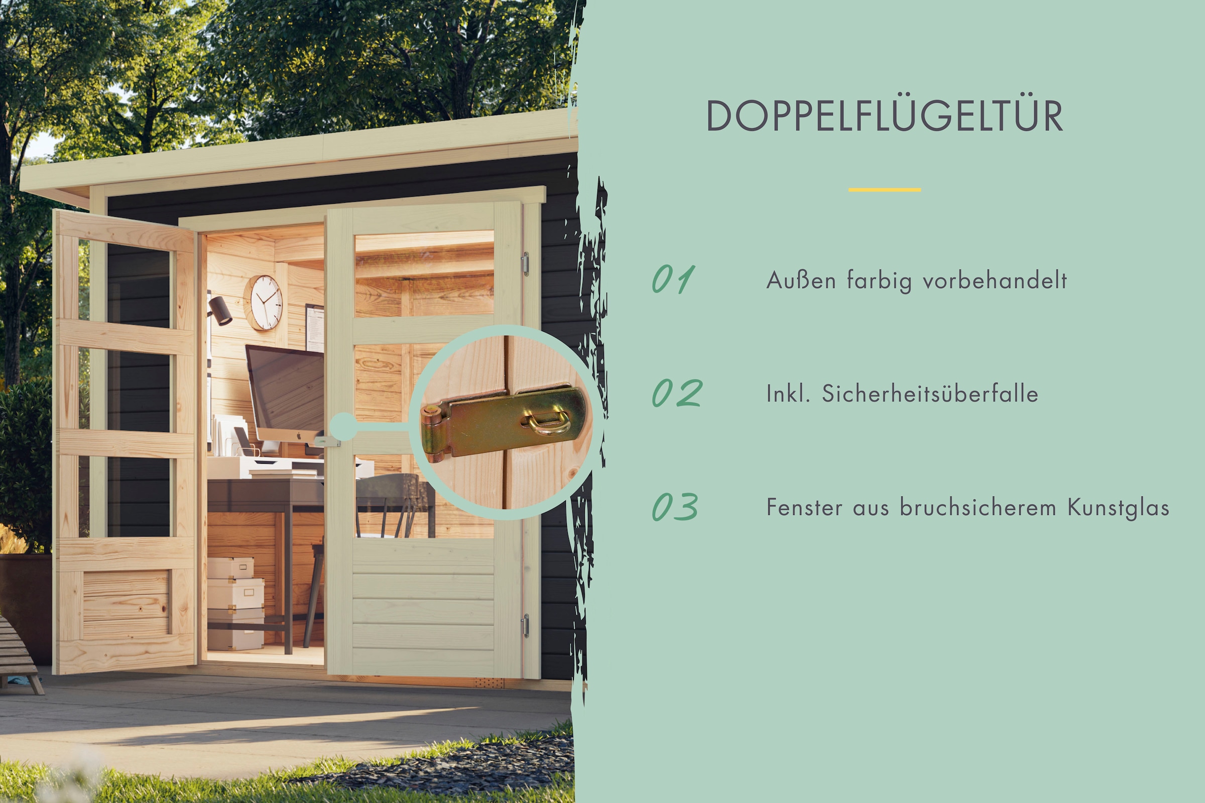 KONIFERA Gartenhaus »"Sandstedt 5" terragrau«, aus hochwertiger nordischer Fichte