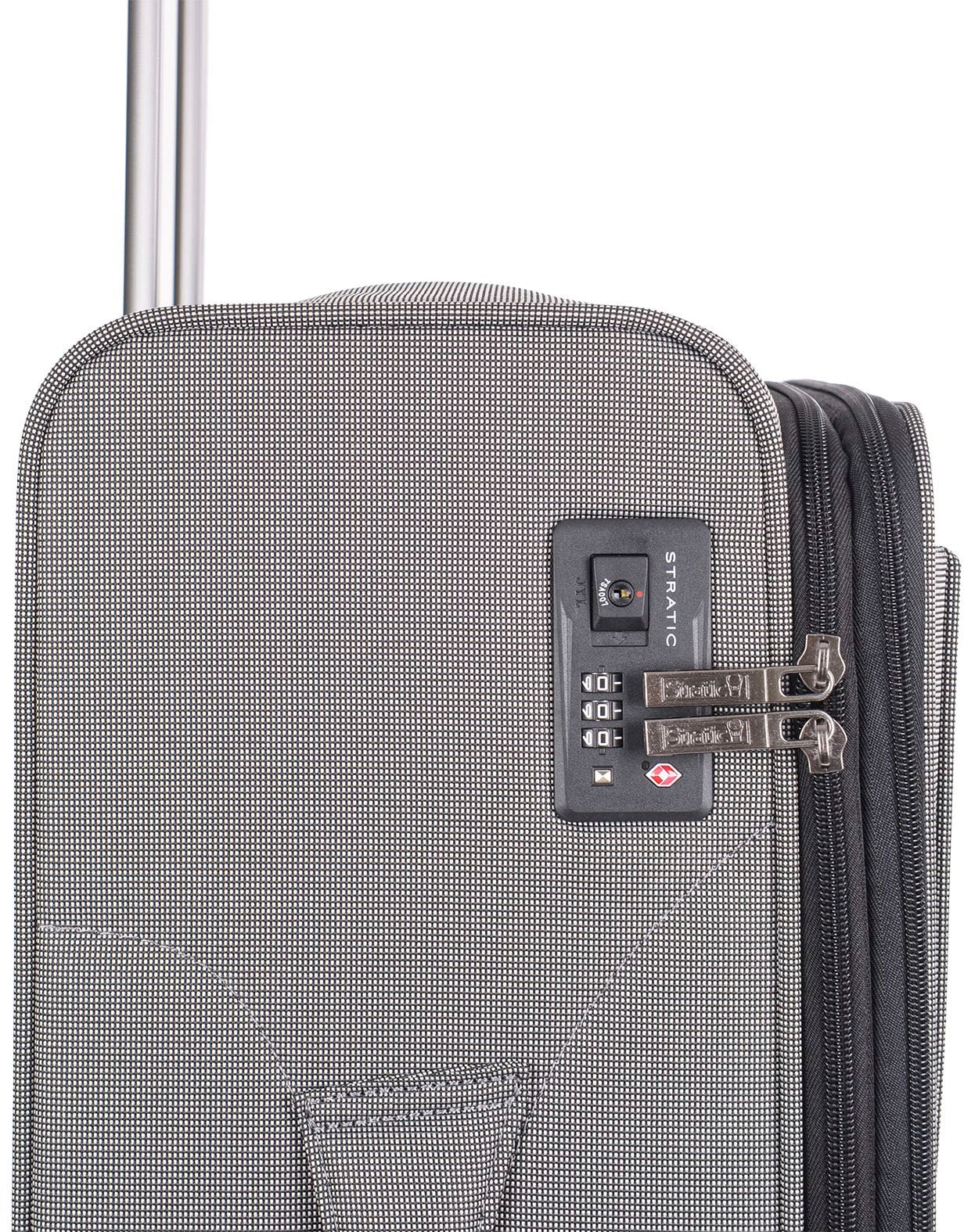 Stratic Weichgepäck-Trolley »Bendigo Light + M, silver«, 4 Rollen, Reisekoffer großer Koffer Aufgabegepäck TSA-Zahlenschloss