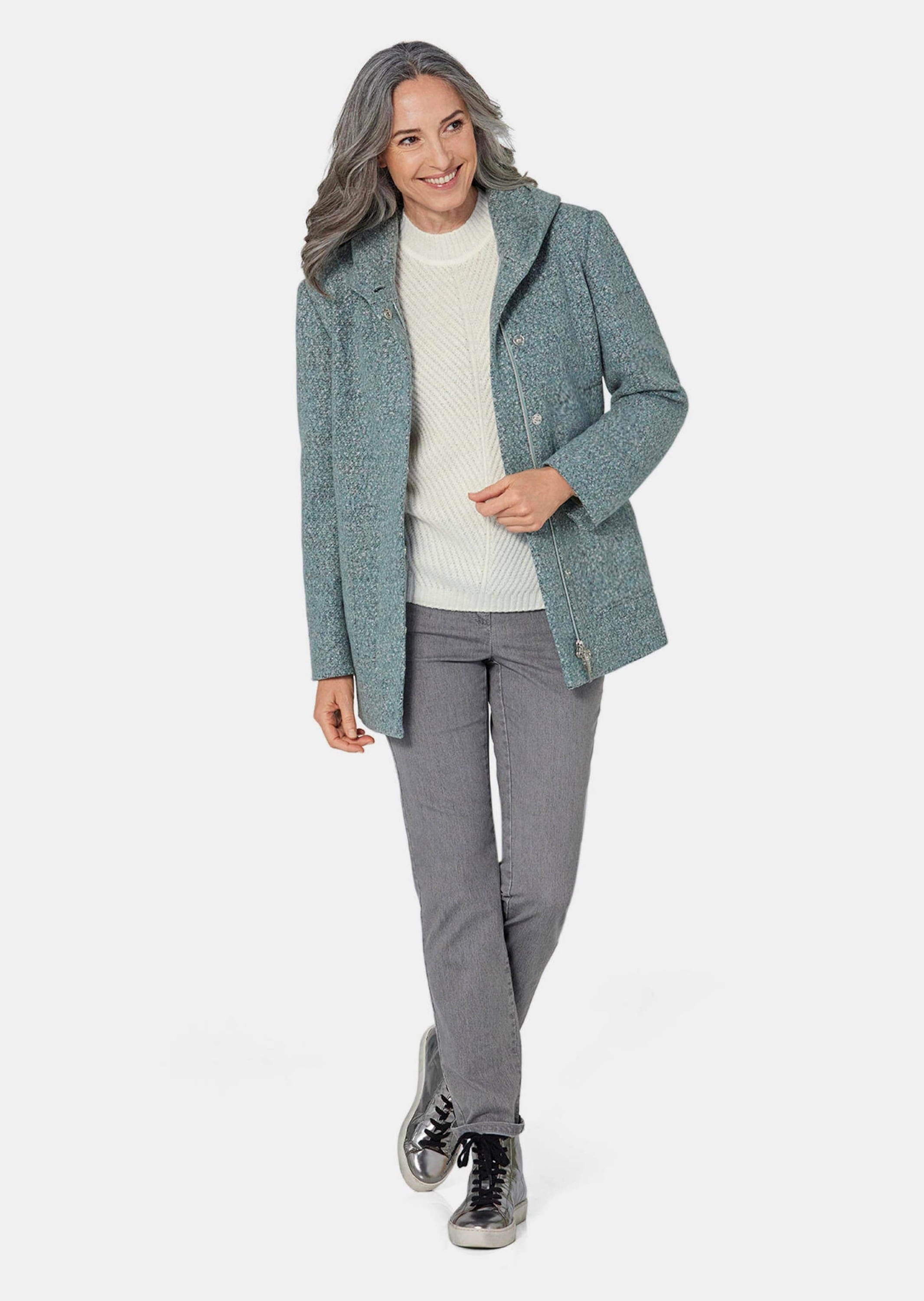 GOLDNER Winterjacke »Kurzgröße Unentbehrliche Boucle-Jacke mit feinen Details«