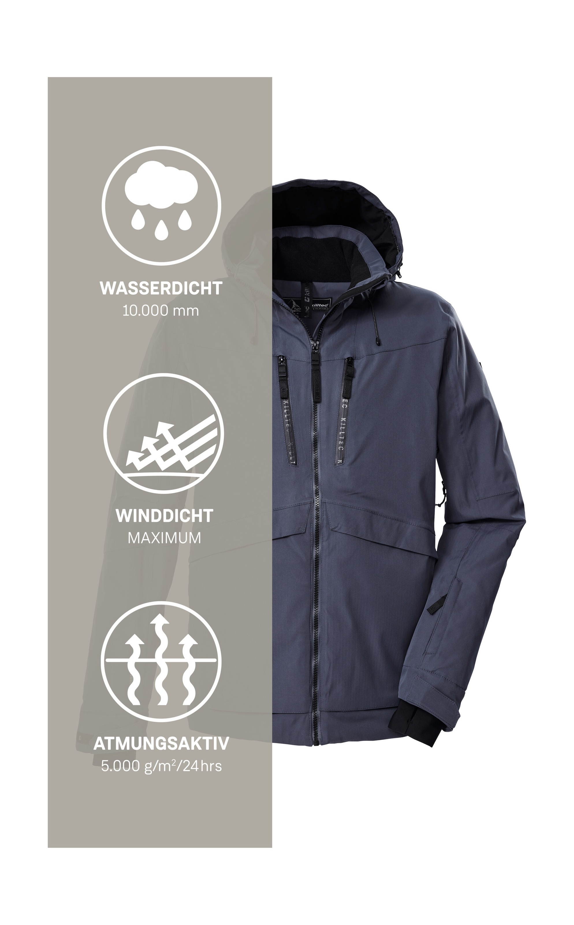 Killtec Skijacke »KSW 55 MN SKI JCKT«, Wasserdichte, atmungsaktive Skijacke mit verschweißten Nähten