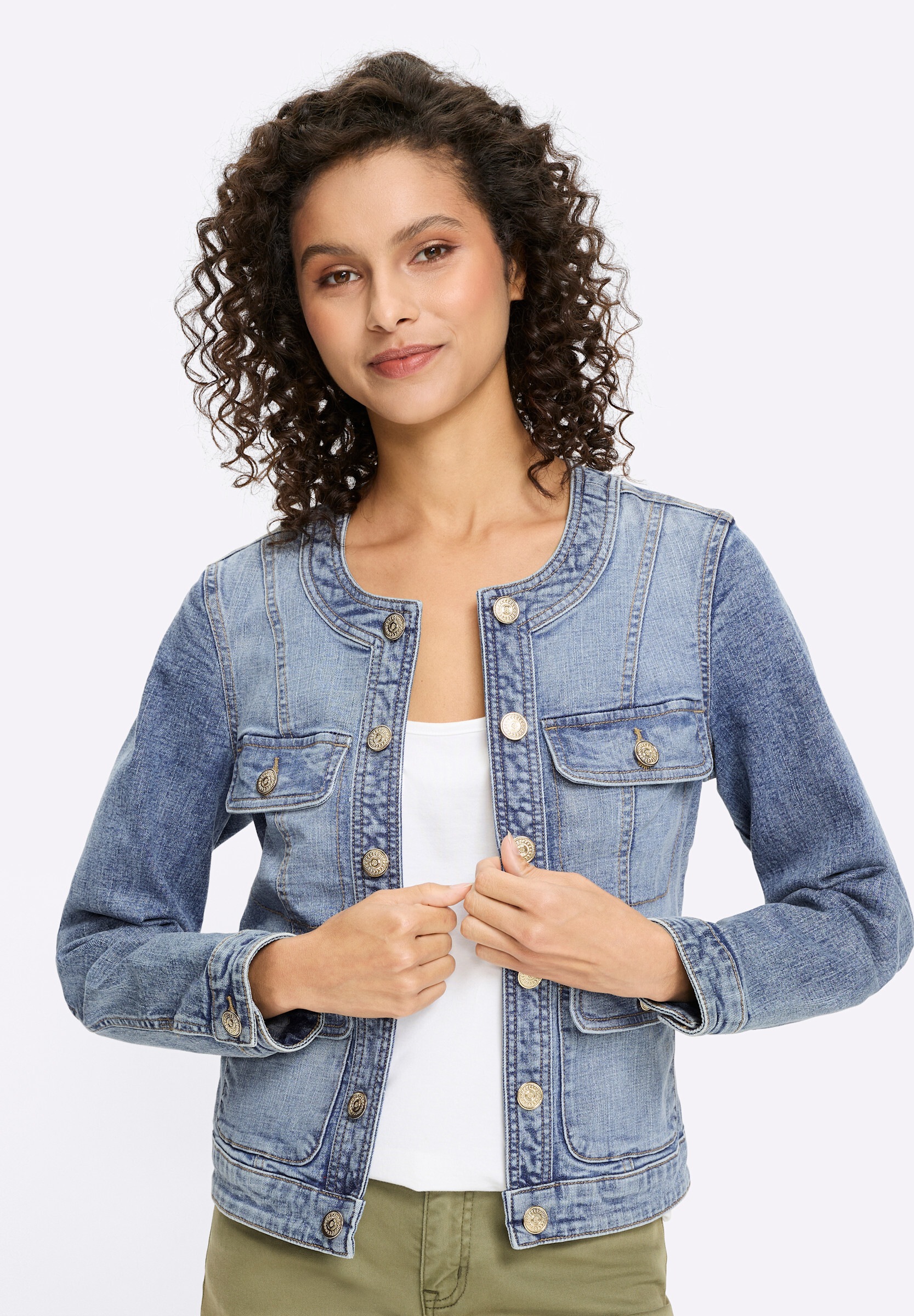 heine Jeansblazer »Jeans-Jacke Jeansjacke in verschlussloser Form«