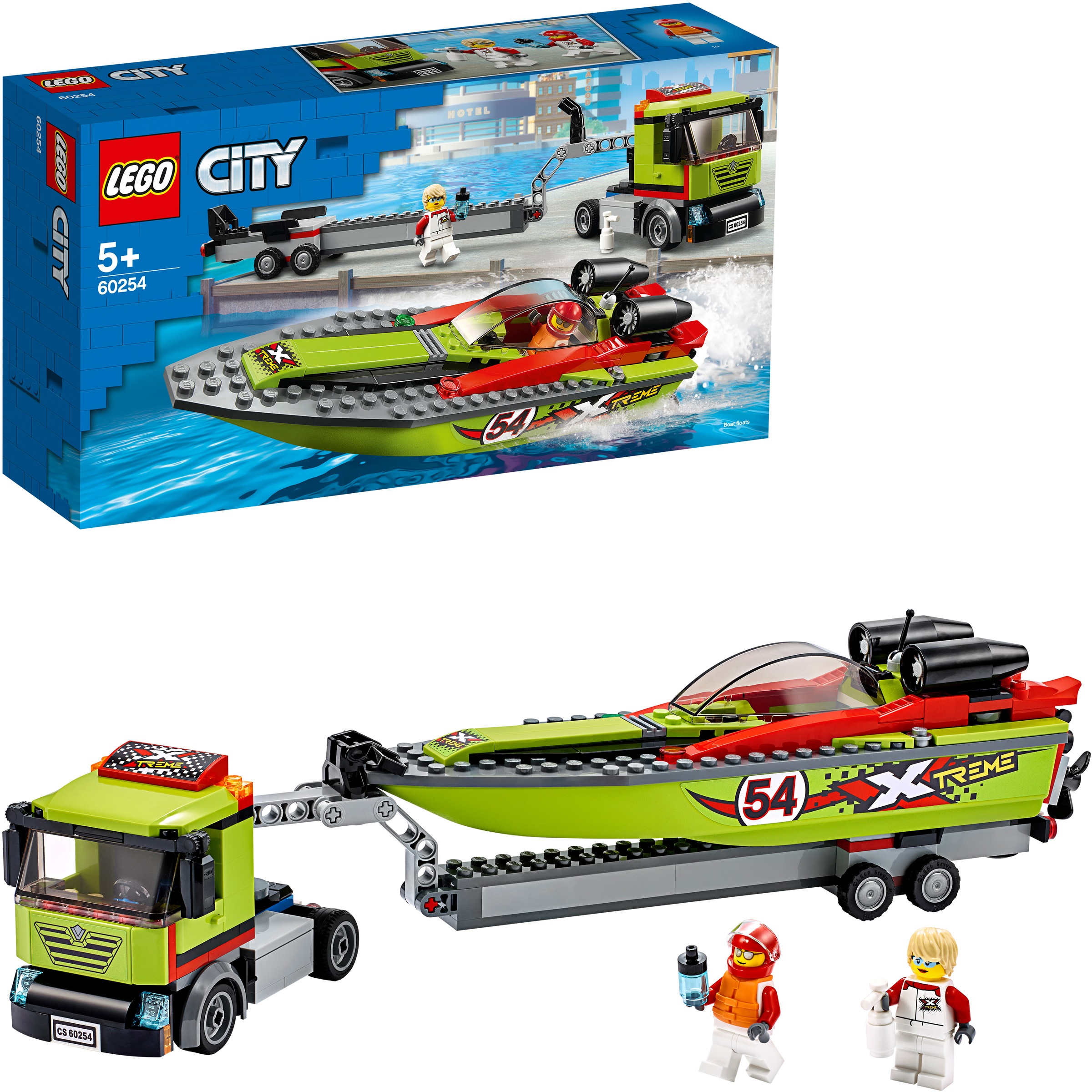 LEGO® Konstruktionsspielsteine »Rennboot-Transporter (60254), LEGO® City Great Vehicles«, (238 St.), Made in Europe