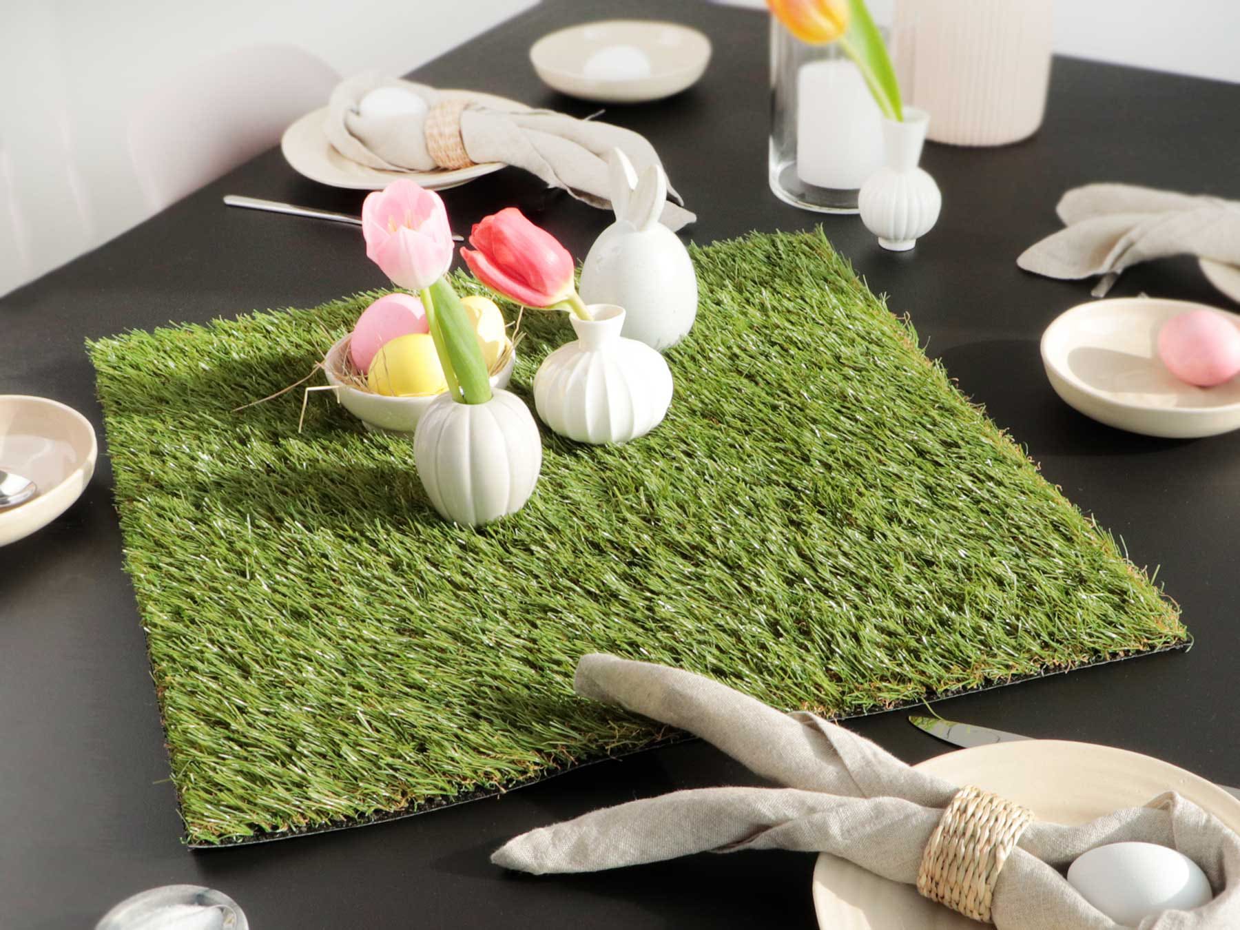 Primaflor-Ideen in Textil Platzset, (Set, 4 St.), Deko-Matte in Gras-Optik, Größe 50x50 cm